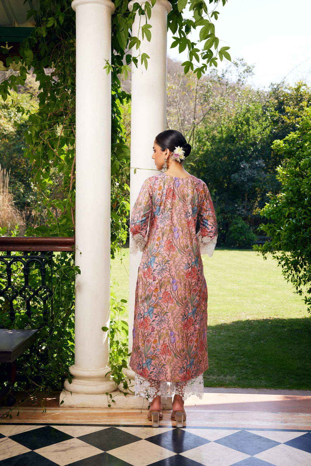 Gulzaar Peach Printed Kurta Set of 3