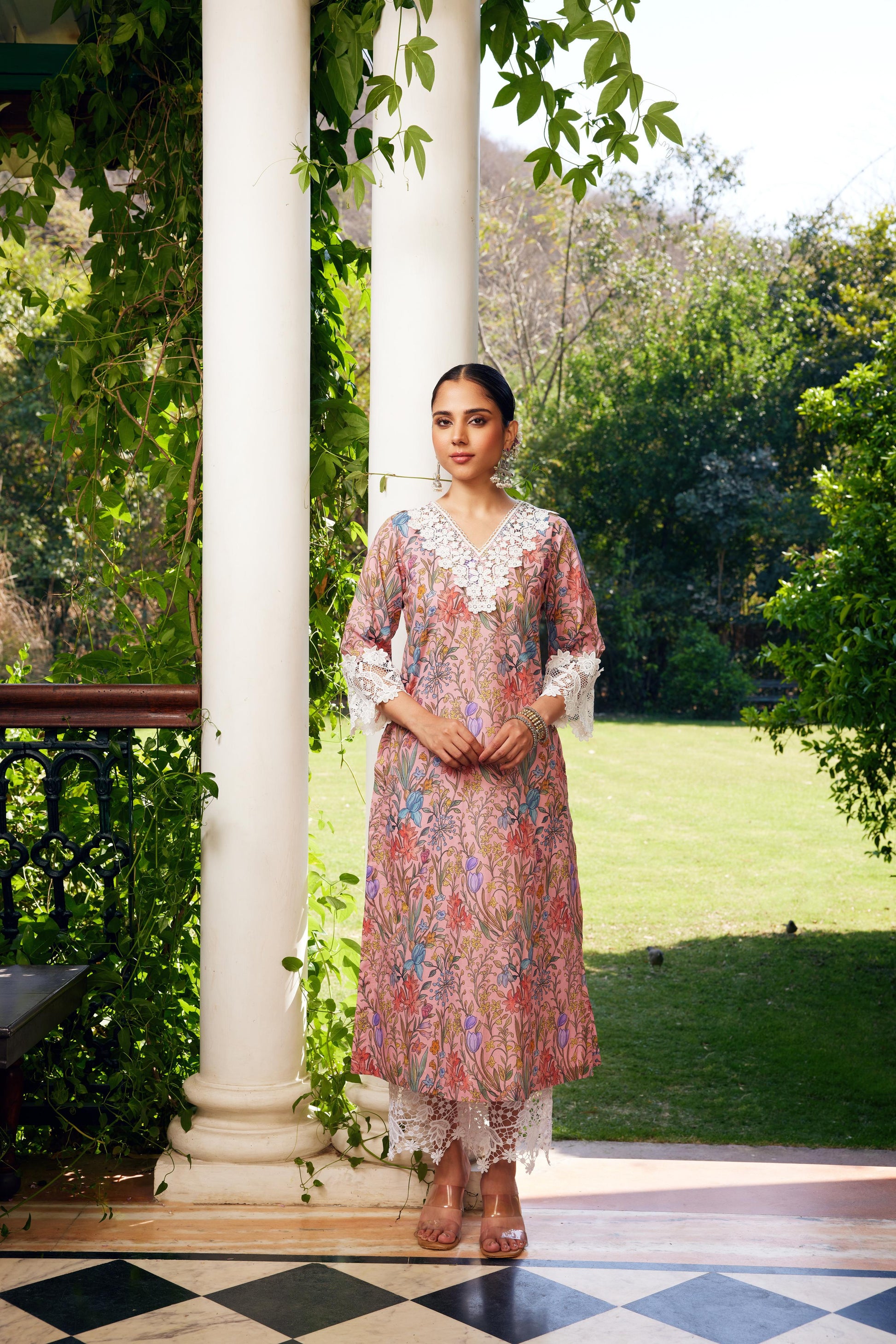 Gulzaar Peach Printed Kurta Set of 3