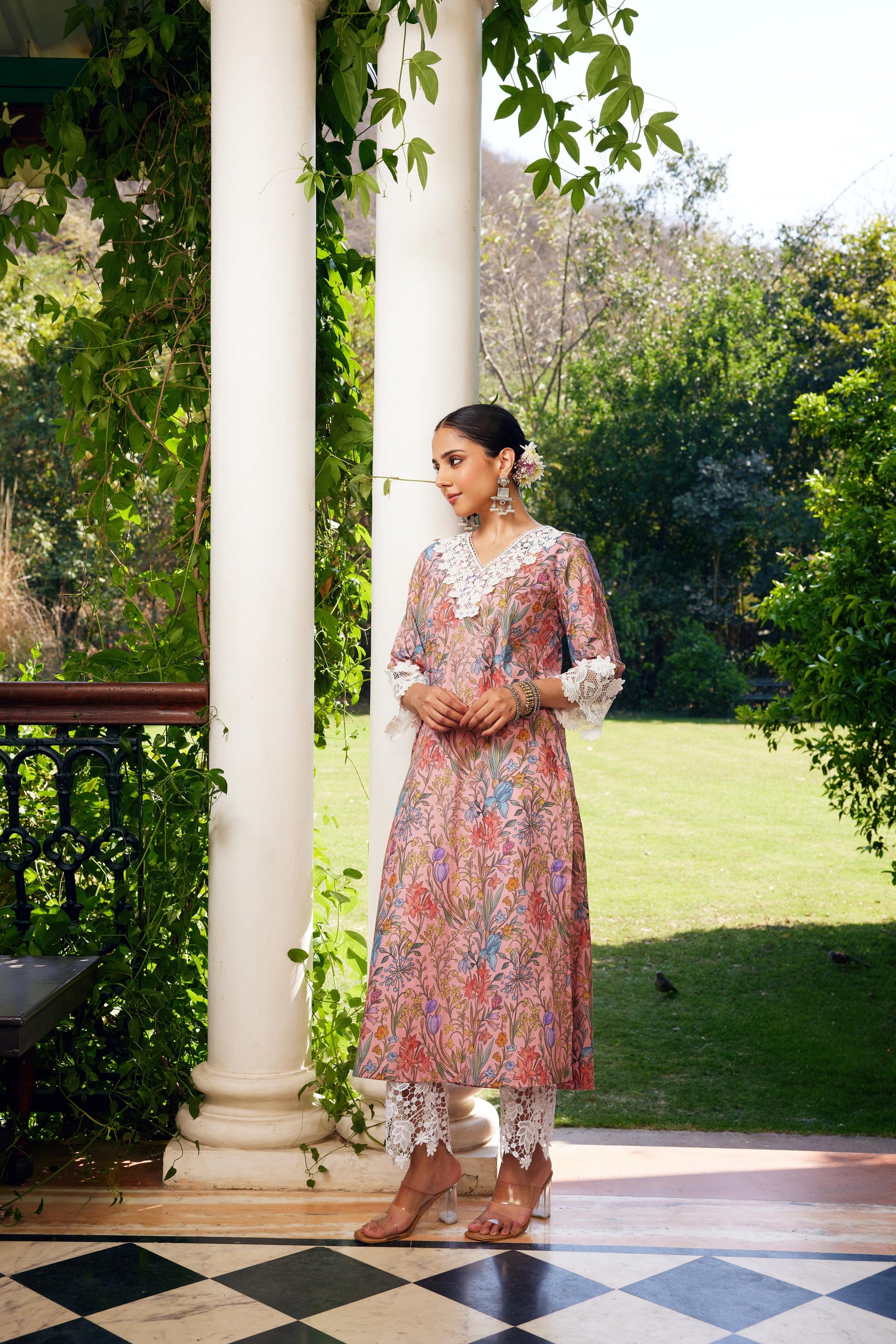 Gulzaar Peach Printed Kurta Set of 3