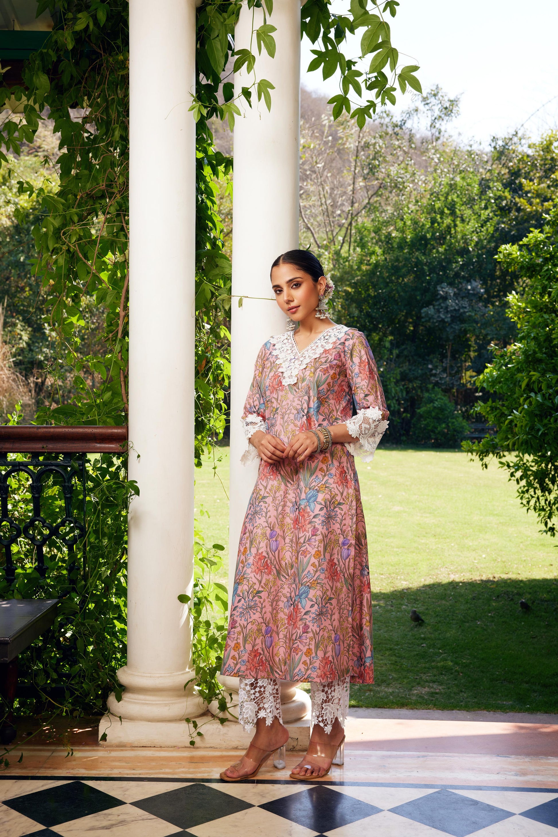 Gulzaar Peach Printed Kurta Set of 3