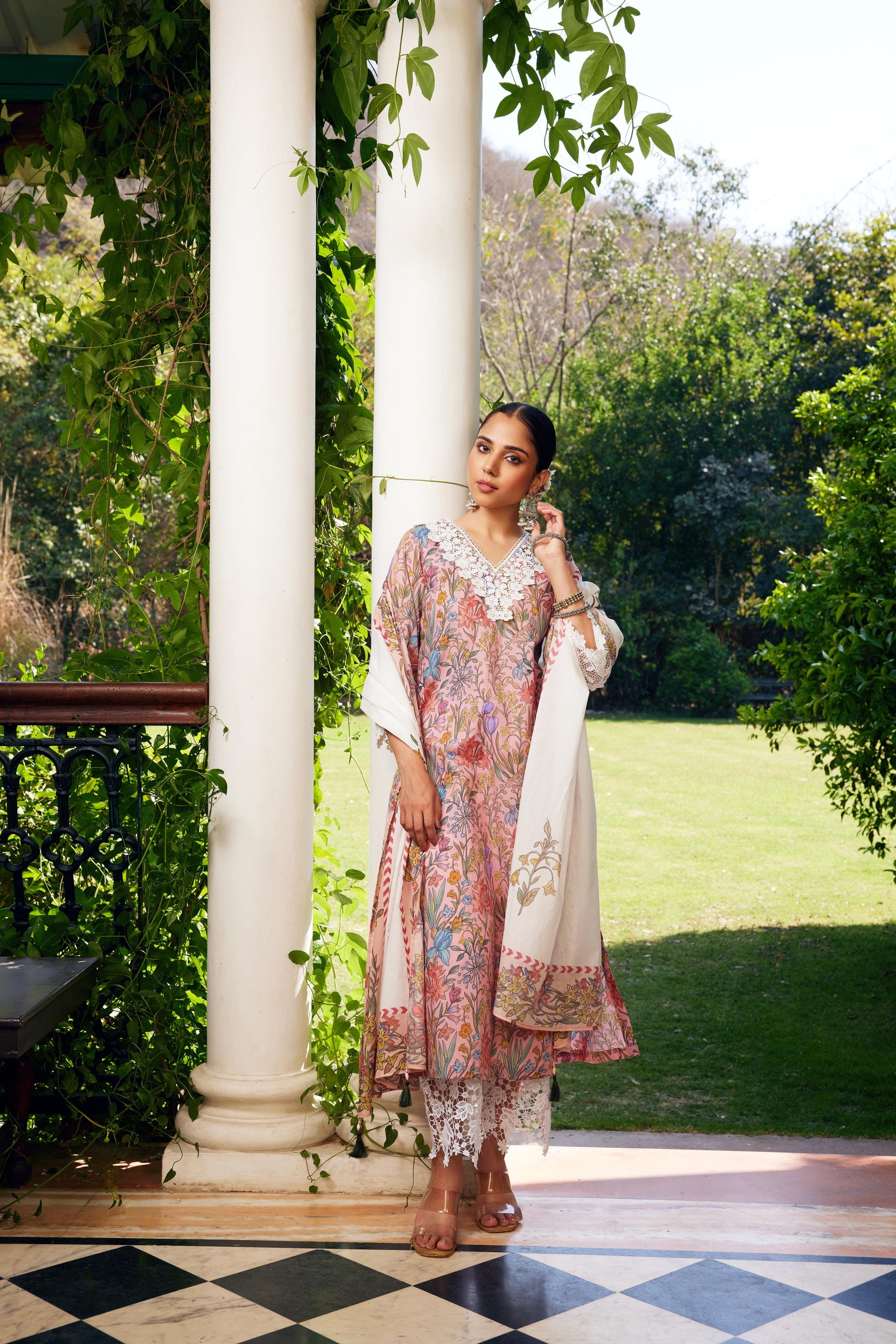 Gulzaar Peach Printed Kurta Set of 3
