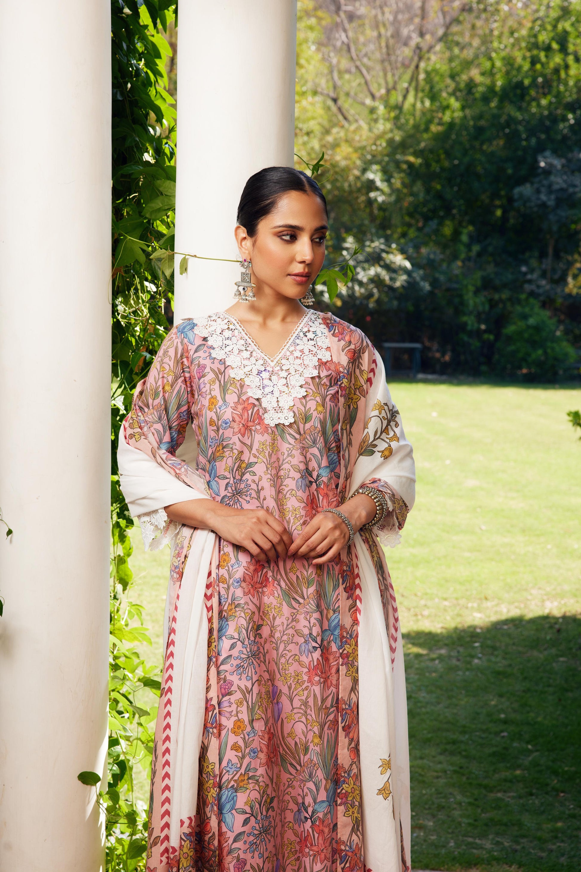 Gulzaar Peach Printed Kurta Set of 3