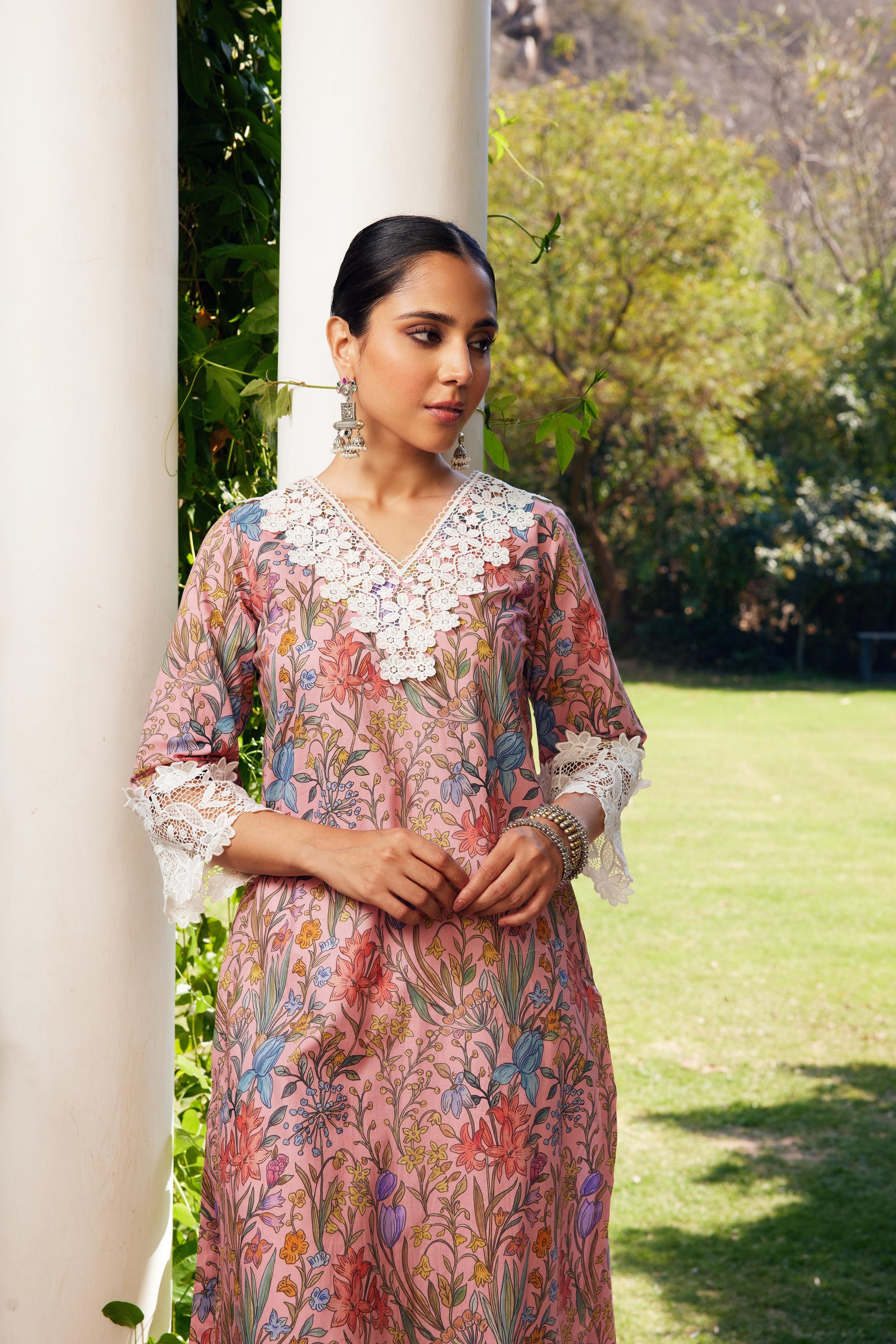 Gulzaar Peach Printed Kurta Set of 3