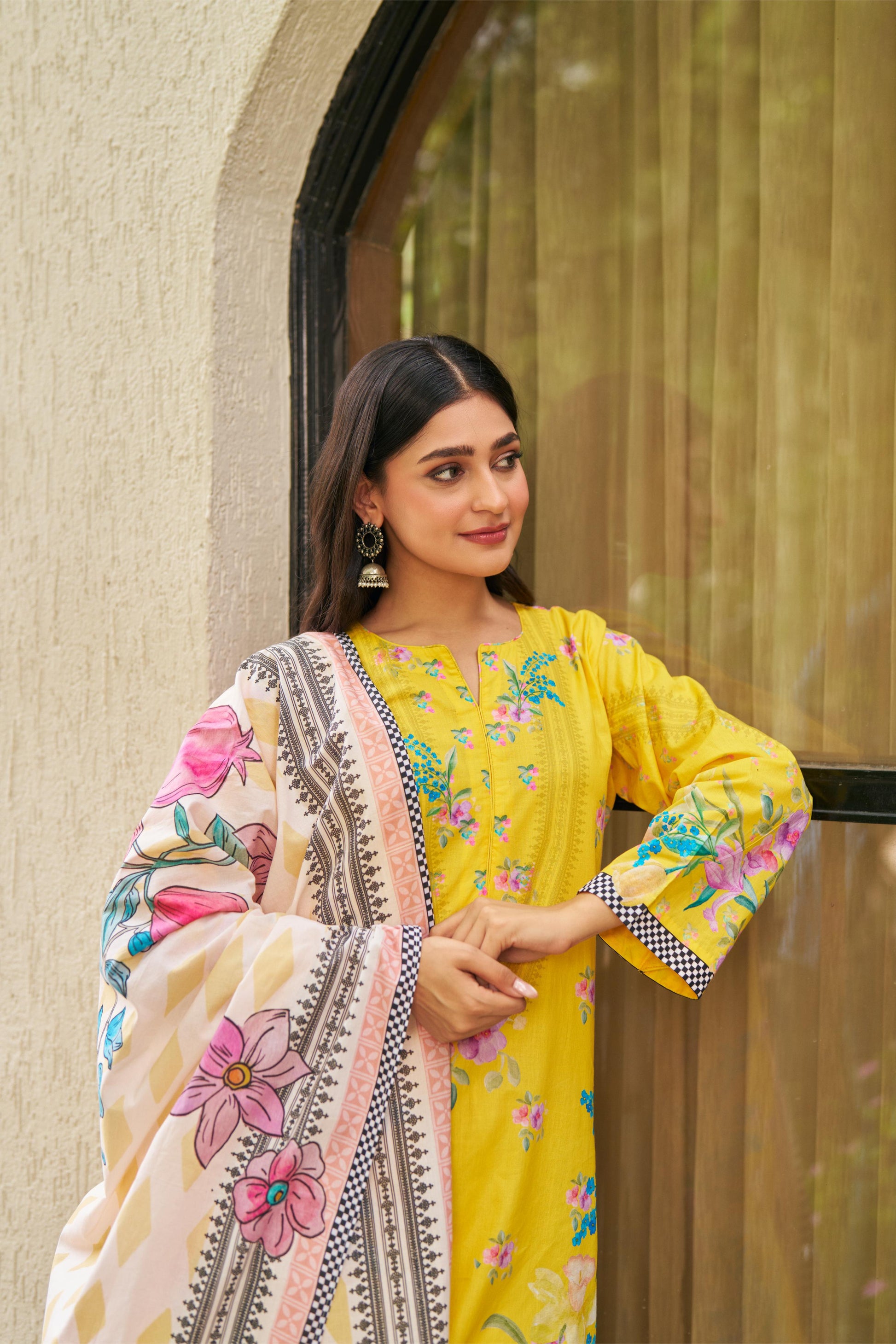 Dhwani Yellow Off-White Kurta Set of 3