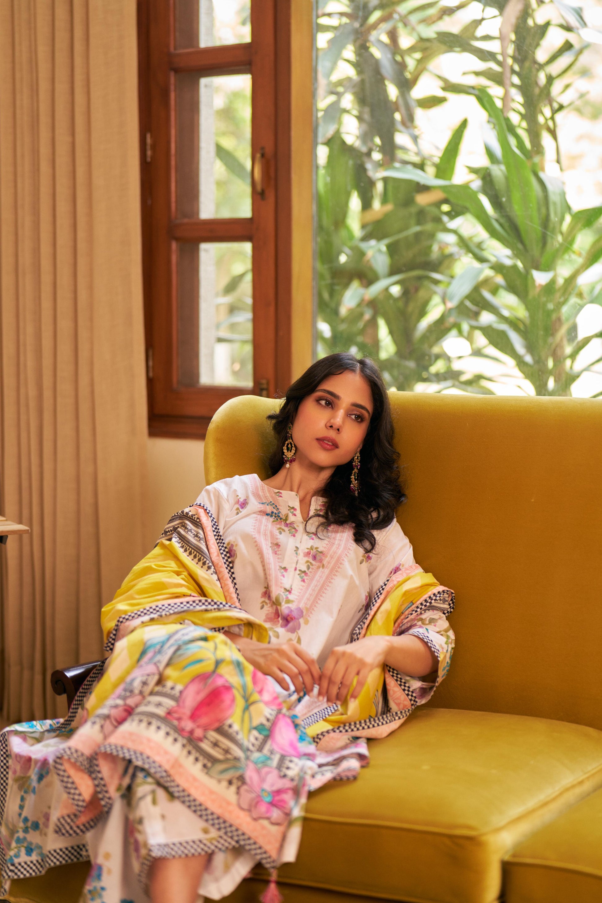 Dhwani White Yellow Kurta Set of 3