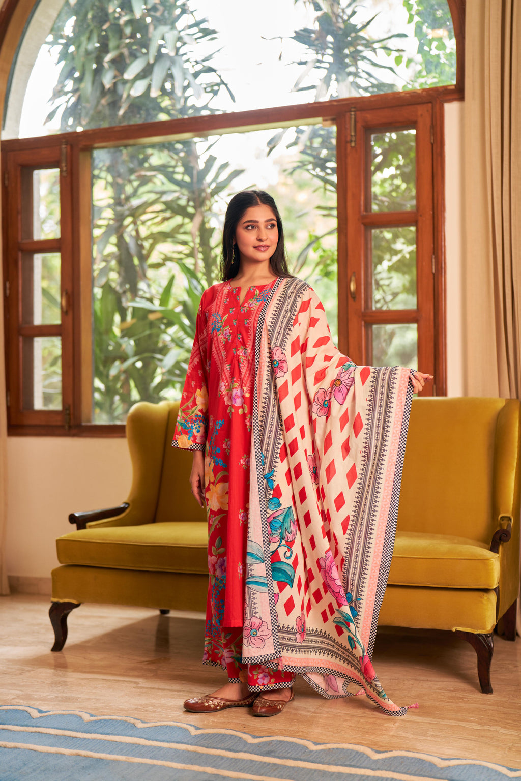 Dhwani Red White Kurta Set of 3
