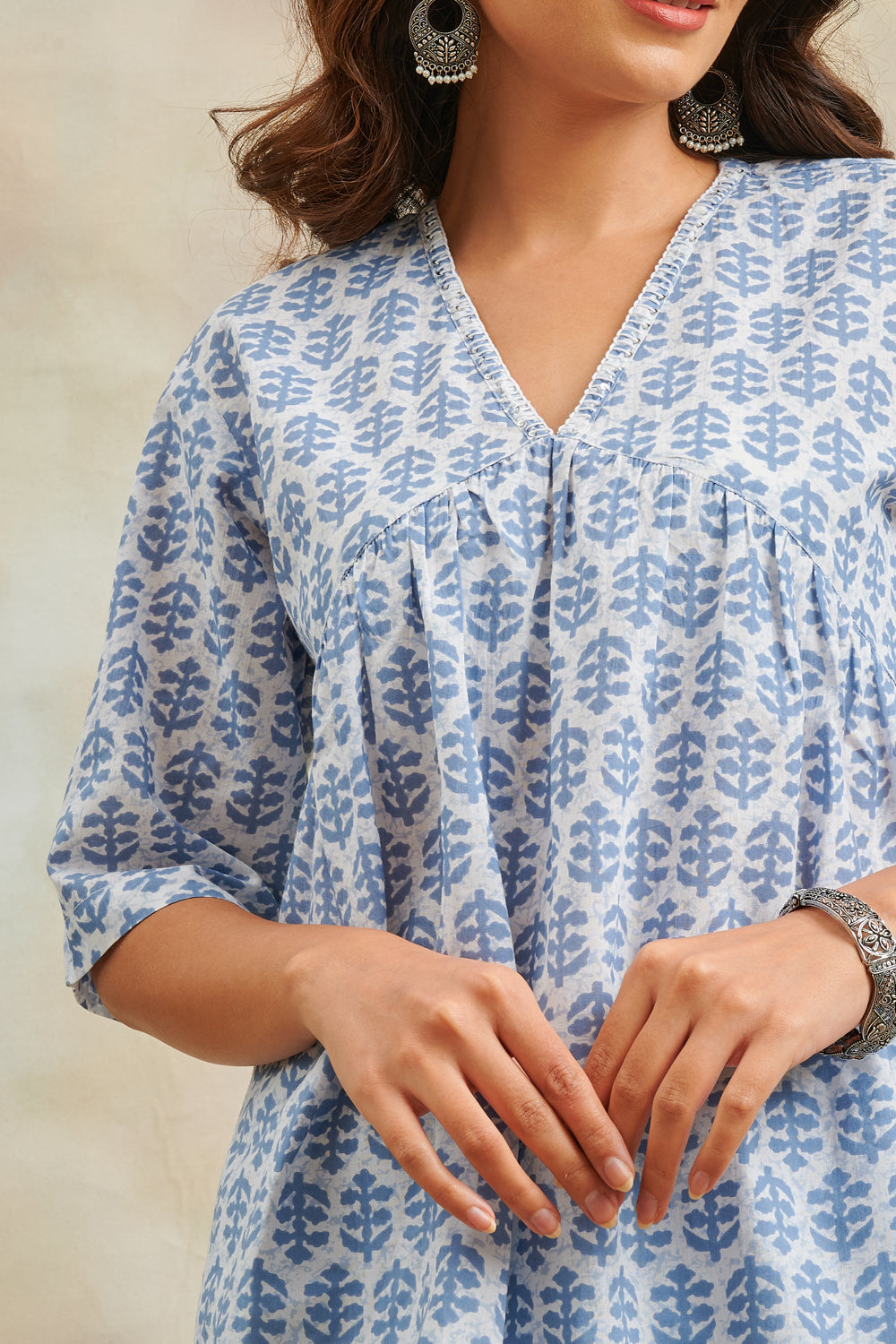 Grey Printed Cotton Tunic