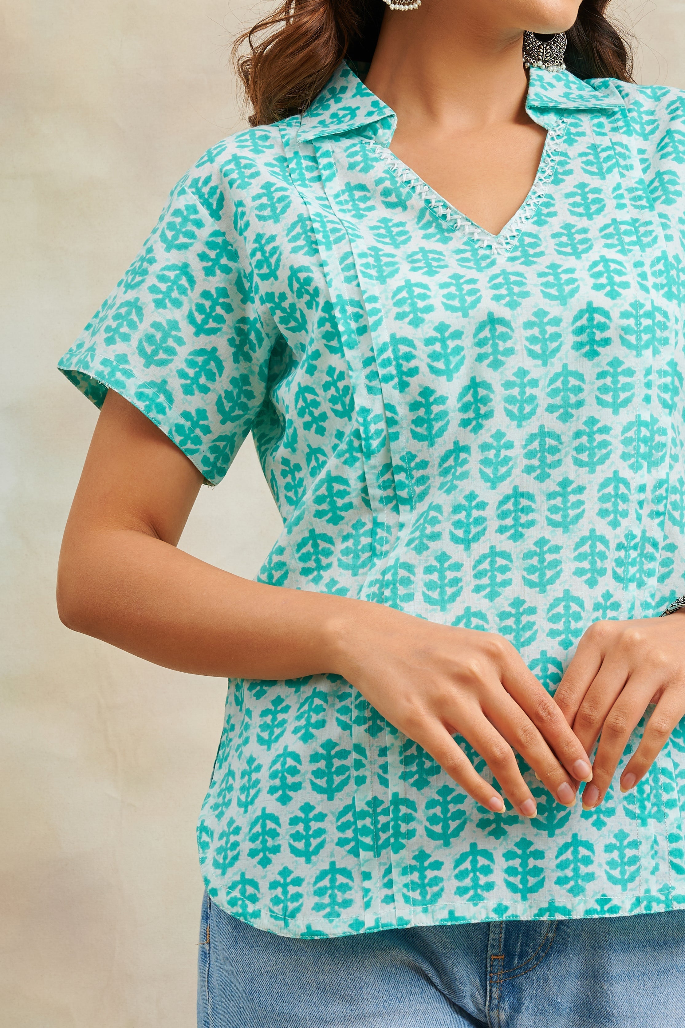 Green Printed Cotton Tunic