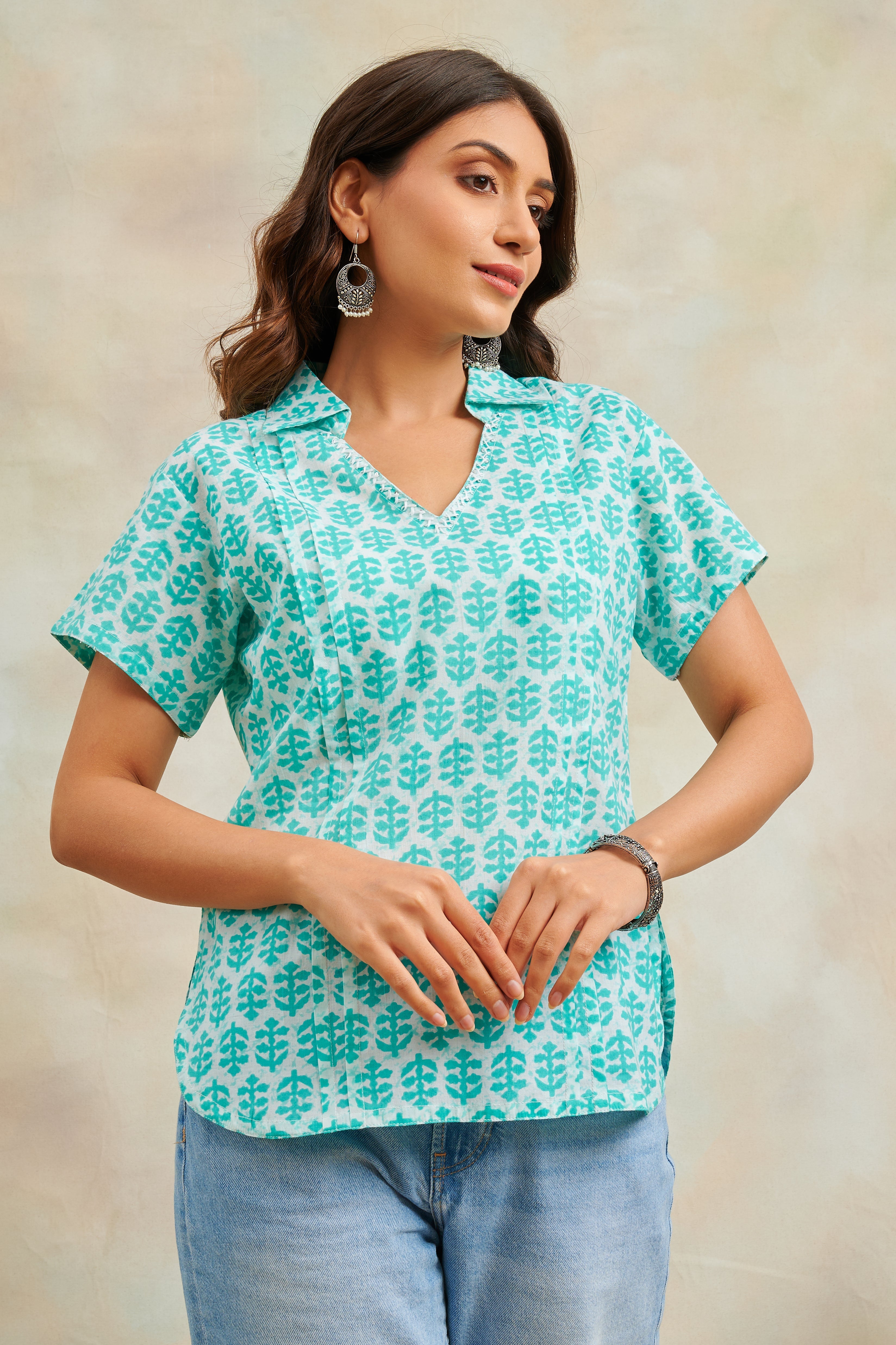 Green Printed Cotton Tunic