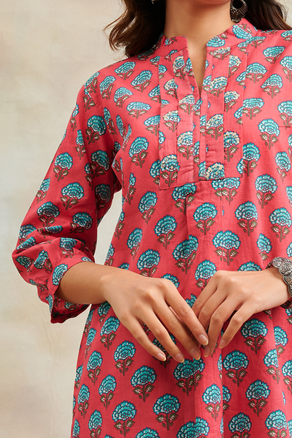 Fusia Pink Printed Cotton Tunic