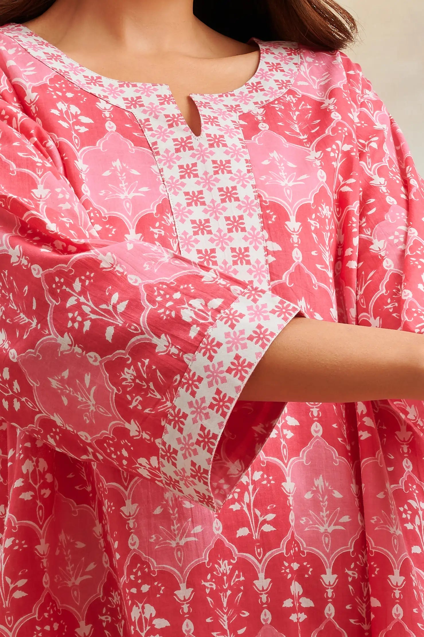 Pink Printed Kaftan