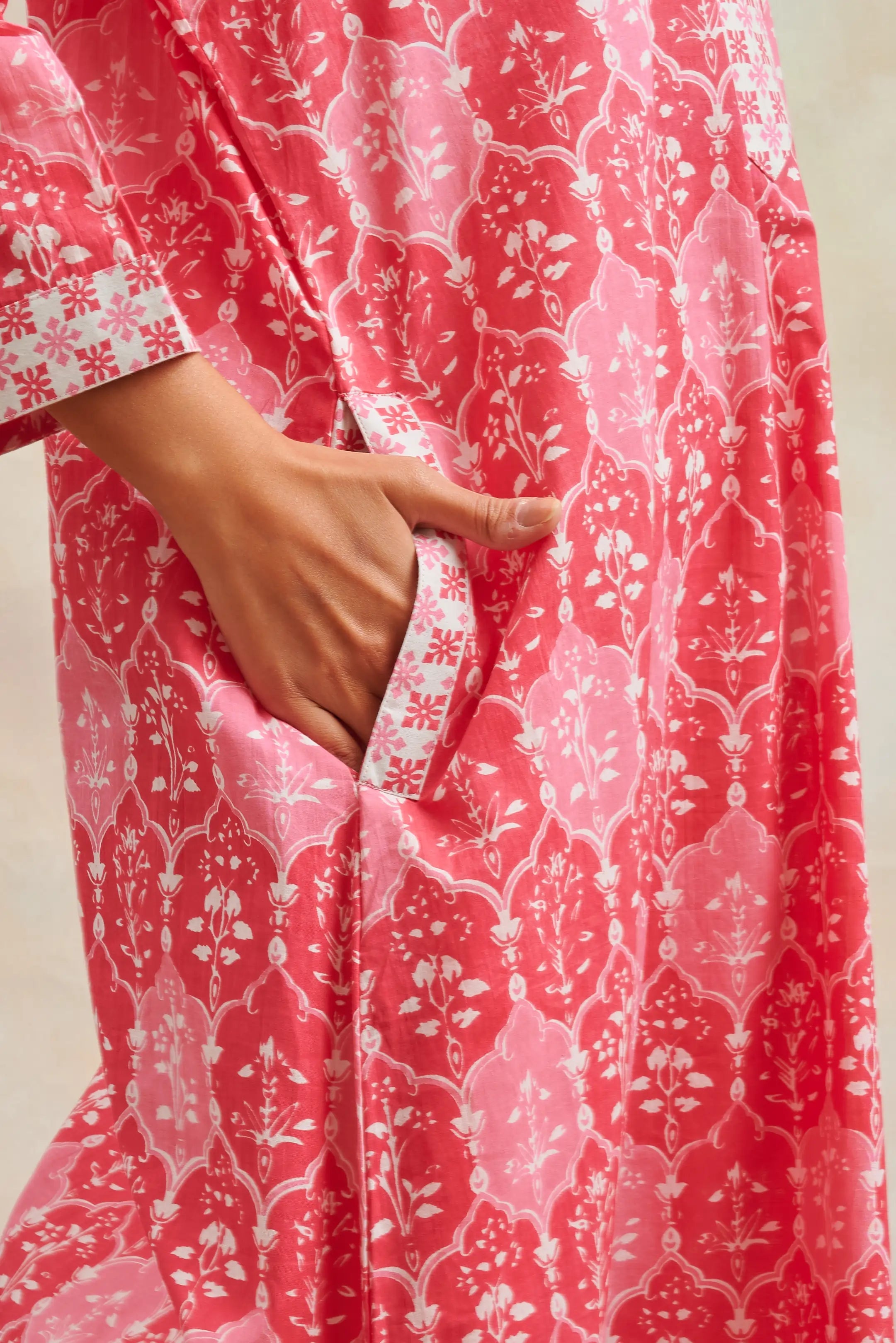 Pink Printed Kaftan