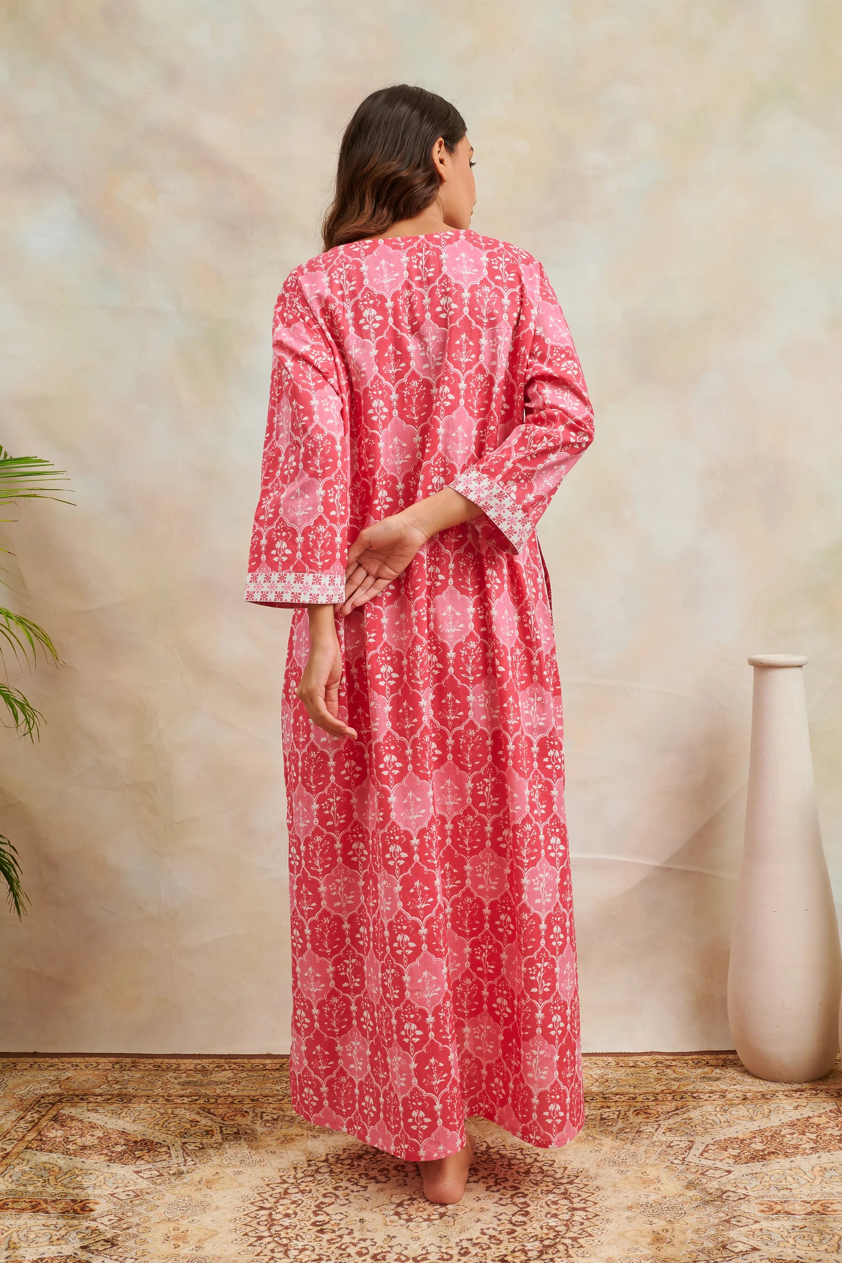 Pink Printed Kaftan