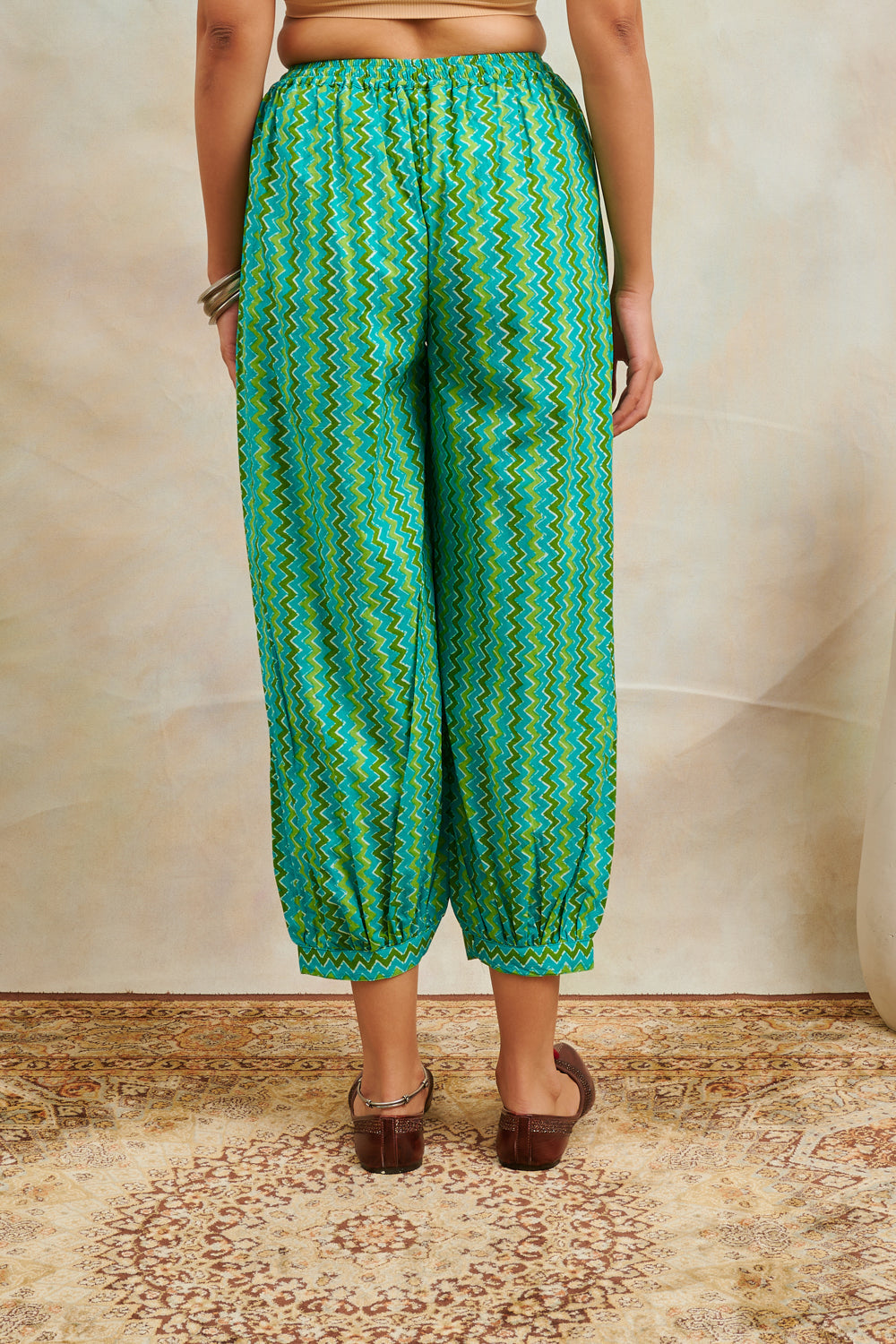 Teal Blue Printed Izhaar Pants