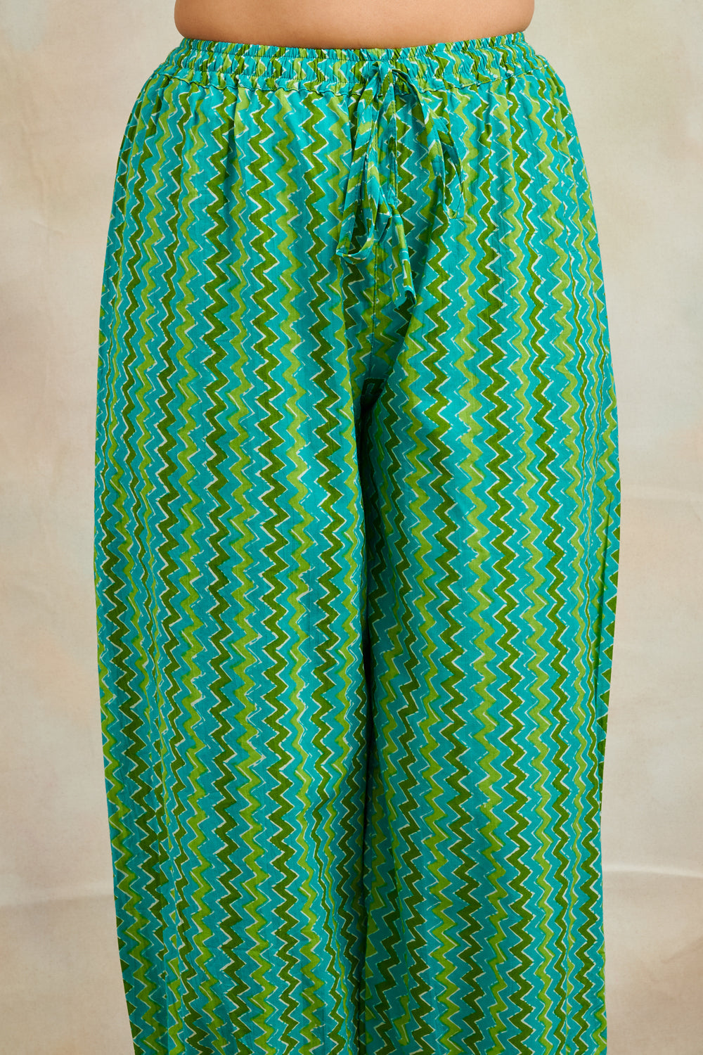 Teal Blue Printed Izhaar Pants