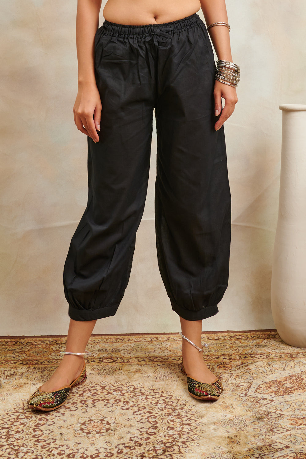 Black Soft Cotton Izhaar Pants