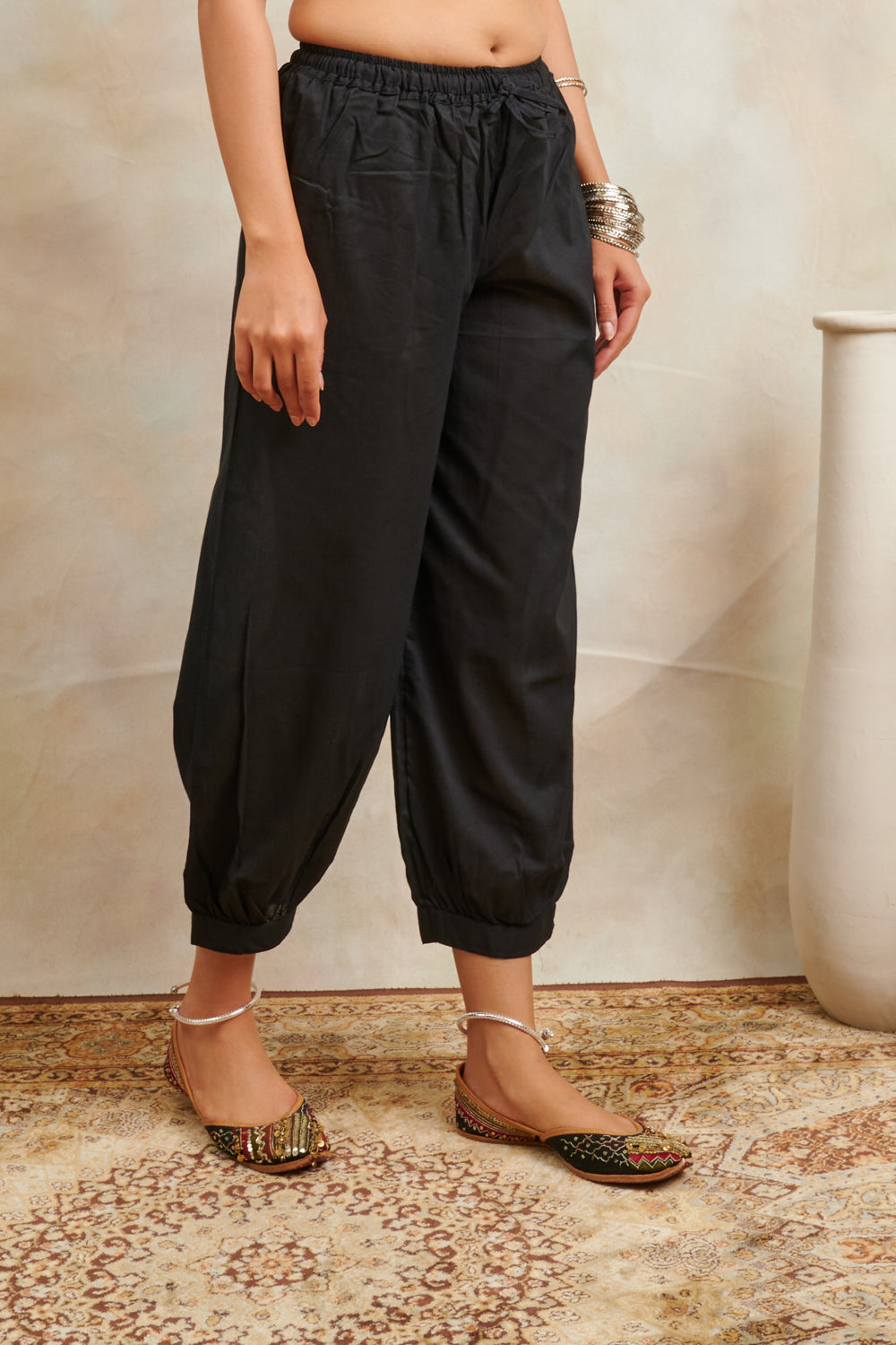 Black Soft Cotton Izhaar Pants