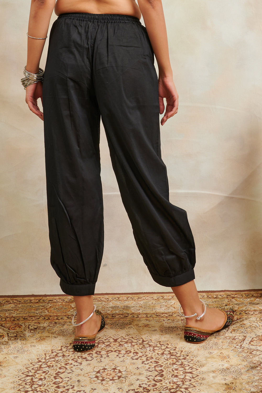 Black Soft Cotton Izhaar Pants