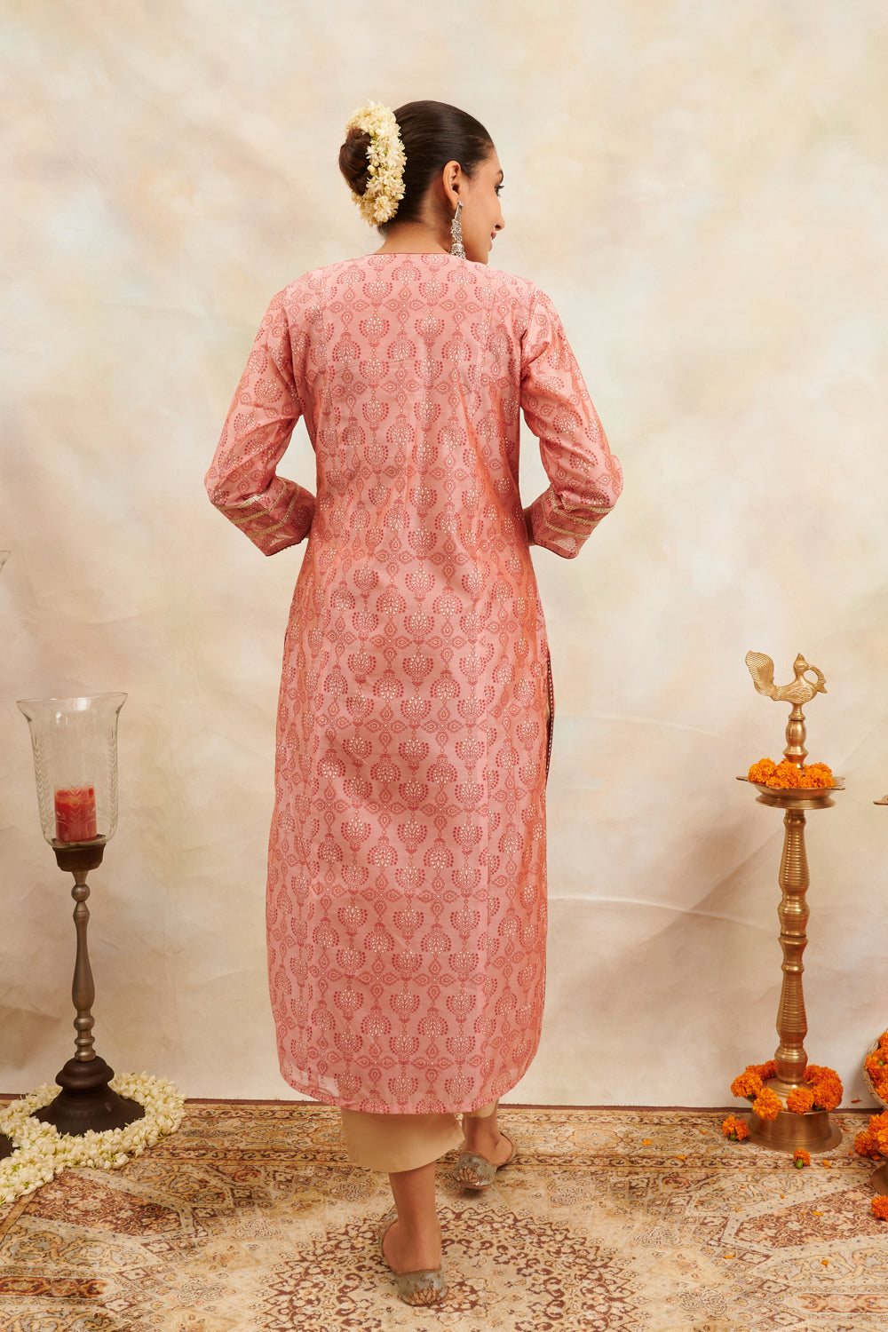 Rust Khari Printed Chanderi Silk Kurta