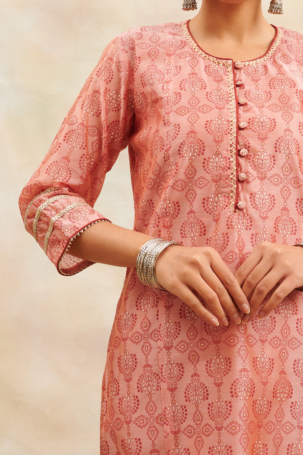 Rust Khari Printed Chanderi Silk Kurta