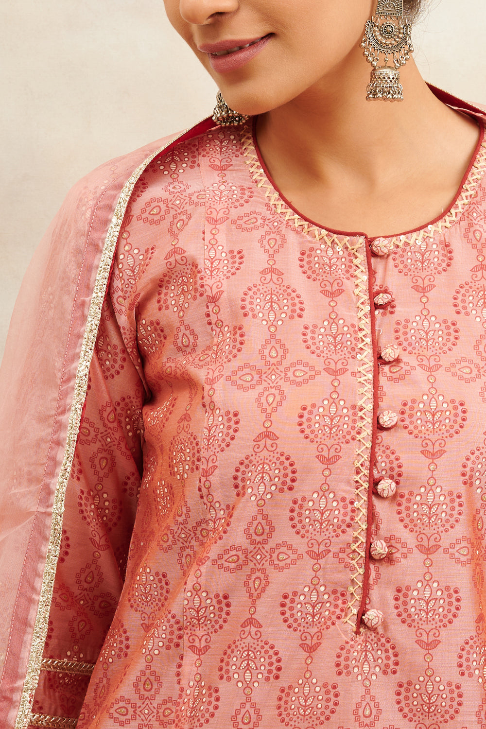 Rust Khari Printed Chanderi Silk Kurta