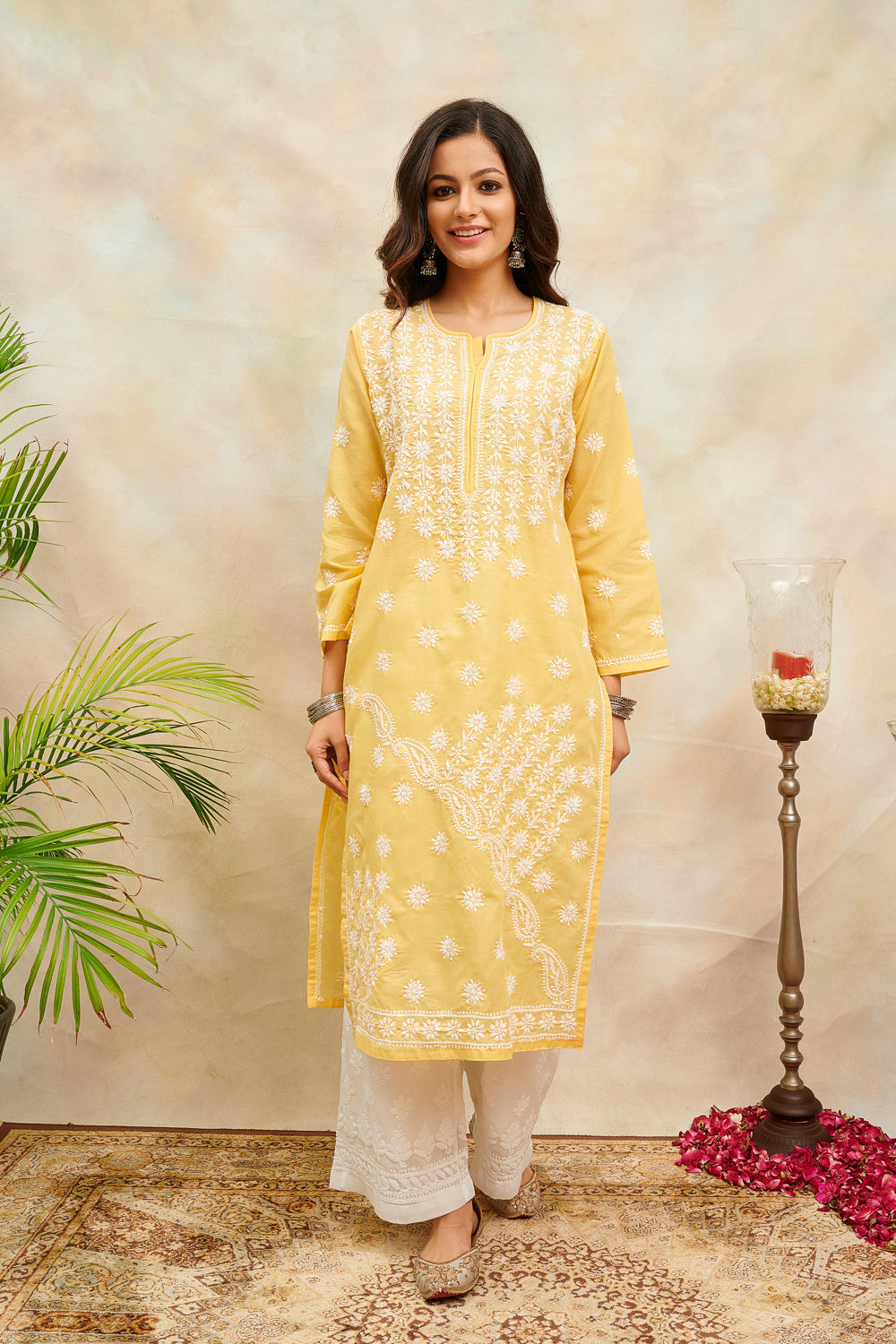 Yellow Chikankari Kurta