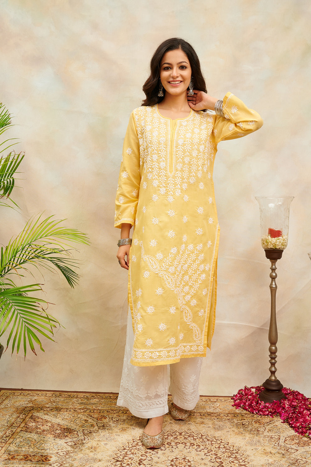 Yellow Chikankari Kurta