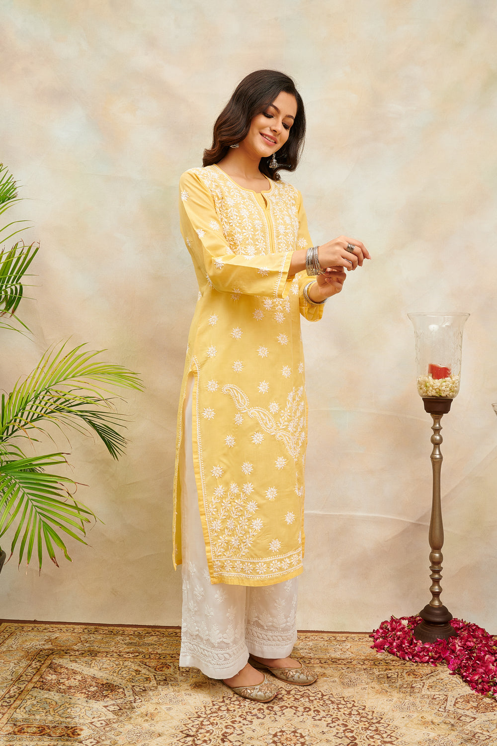 Yellow Chikankari Kurta