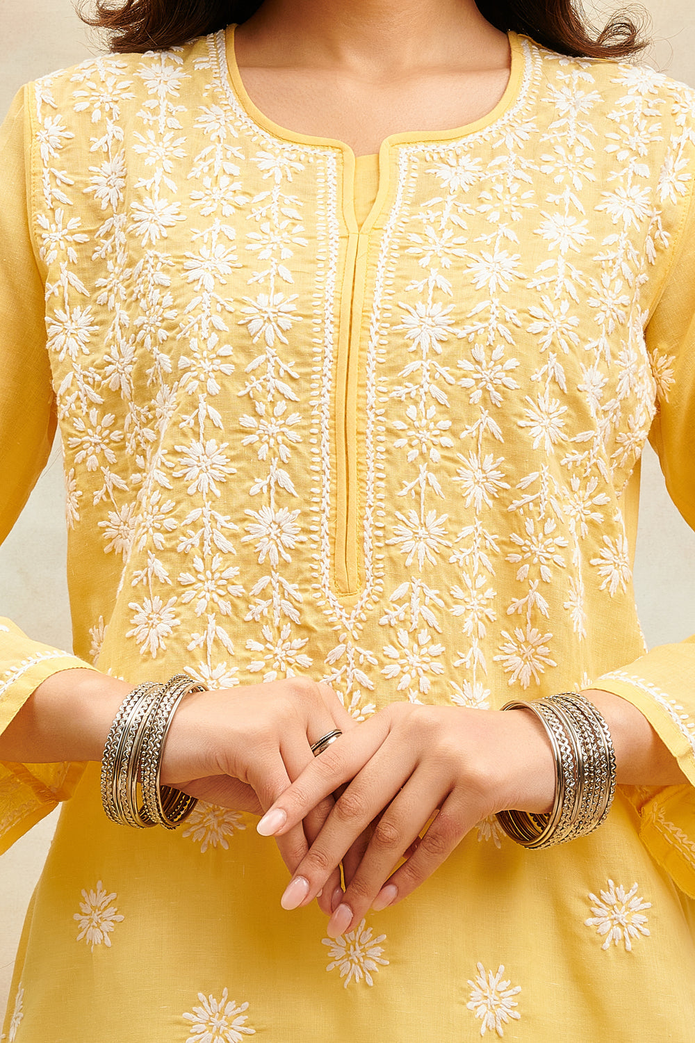 Yellow Chikankari Kurta