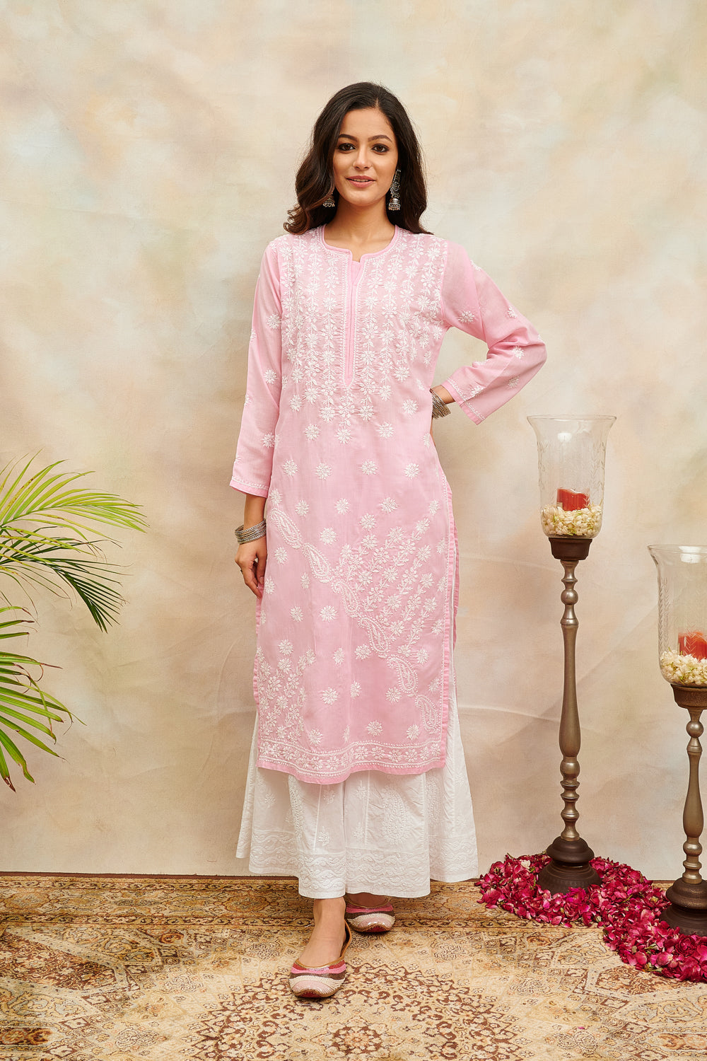 Pink Chikankari Kurta