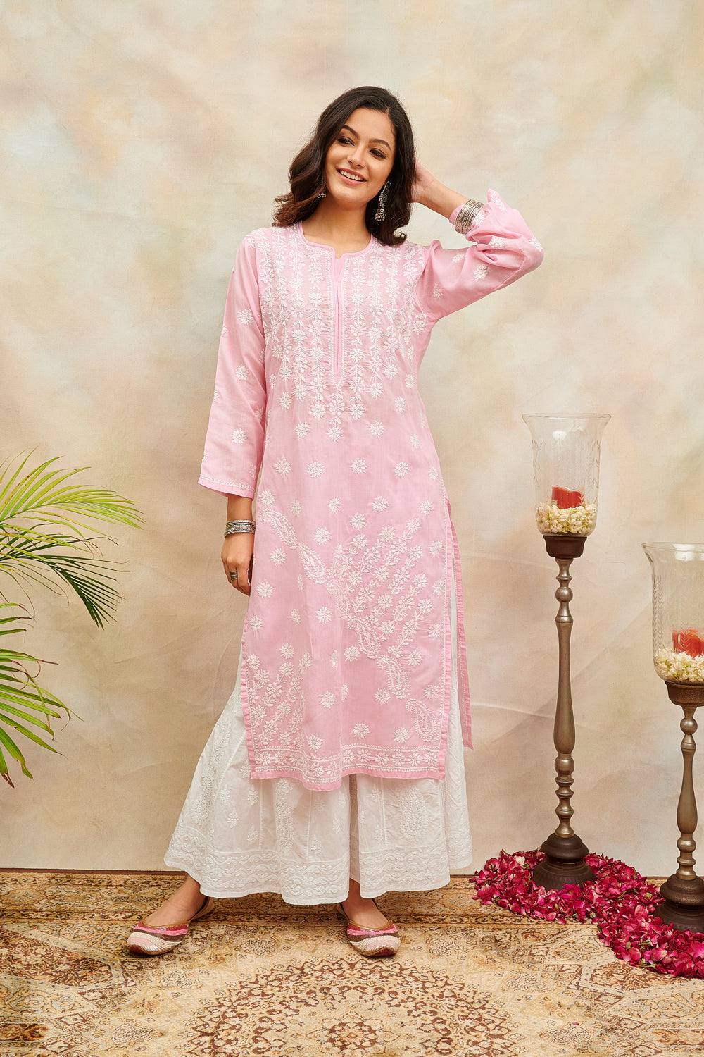Pink Chikankari Kurta