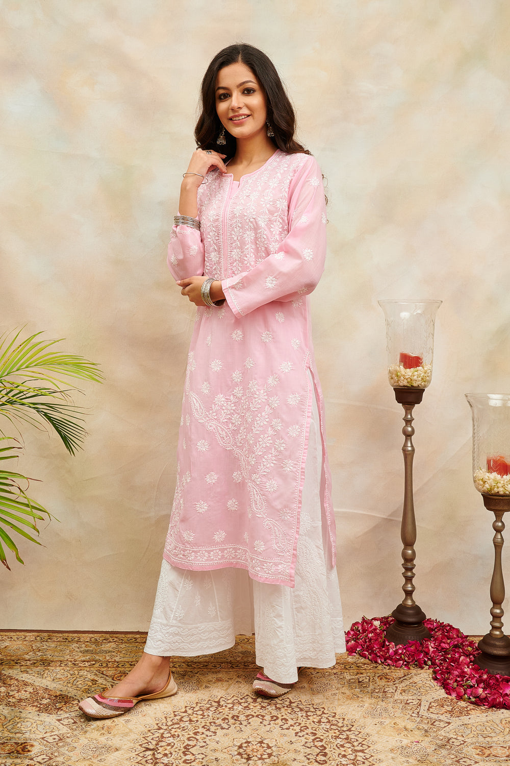 Pink Chikankari Kurta