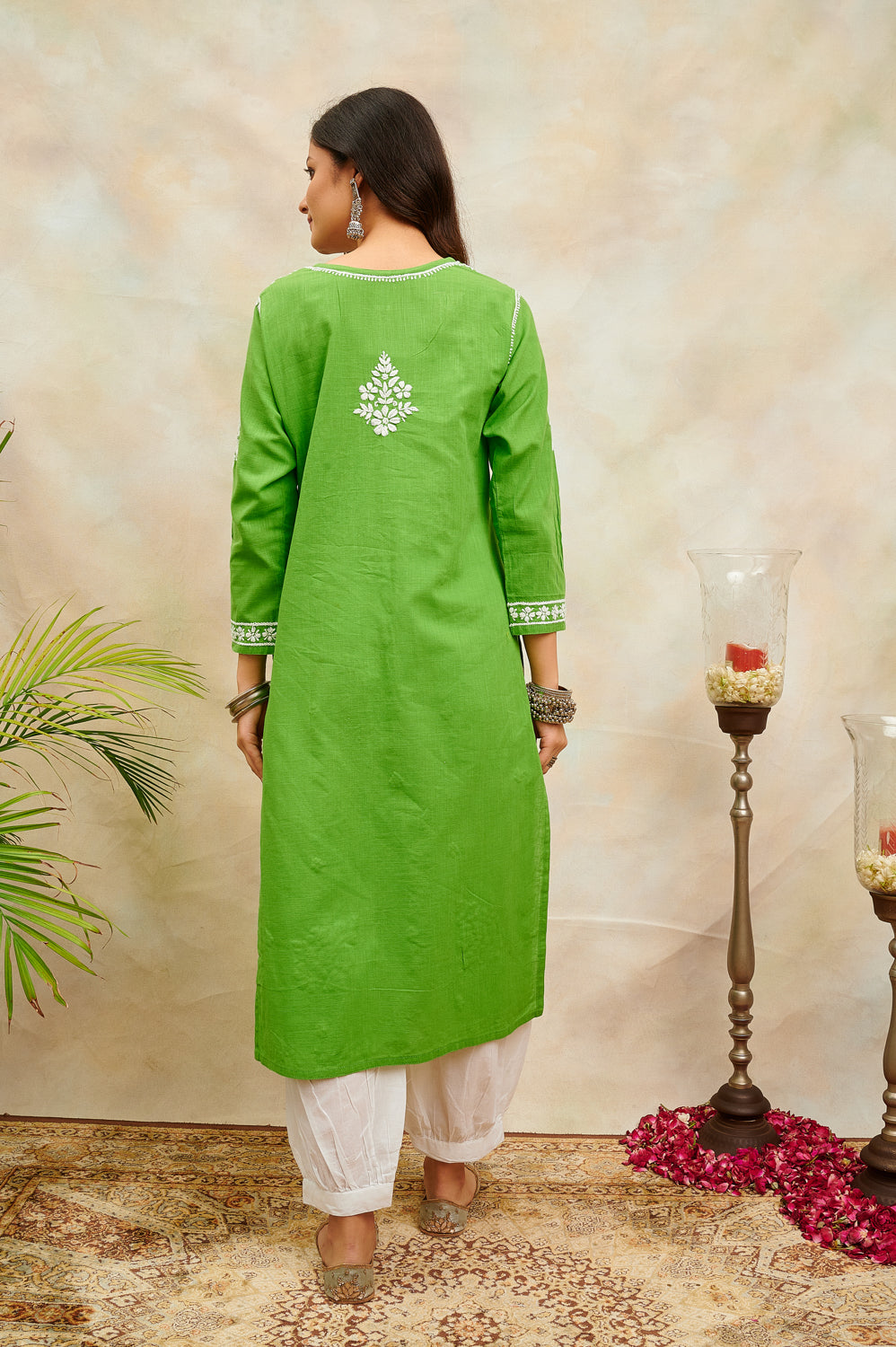 Green Chikankari Handloom Kurta