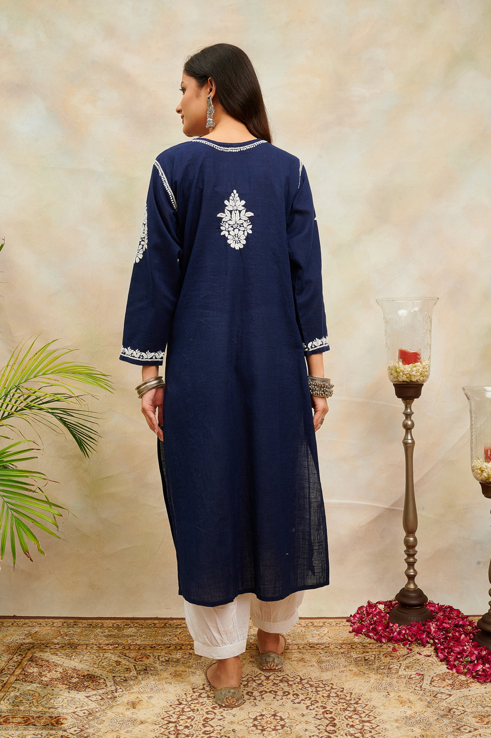 Navy Blue Chikankari Handloom Kurta