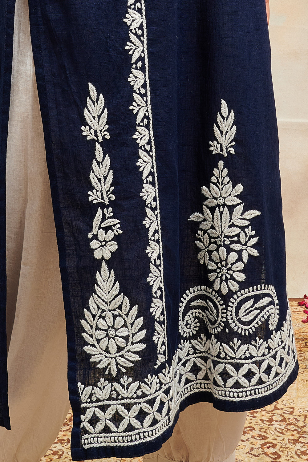 Navy Blue Chikankari Handloom Kurta