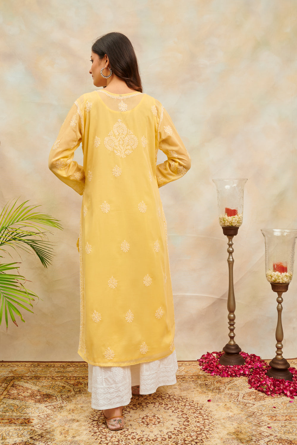 Yellow Chikankari Mul Cotton Designer Kurta