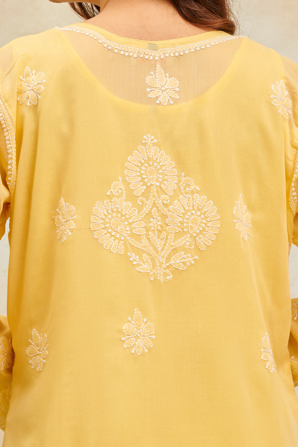 Yellow Chikankari Mul Cotton Designer Kurta