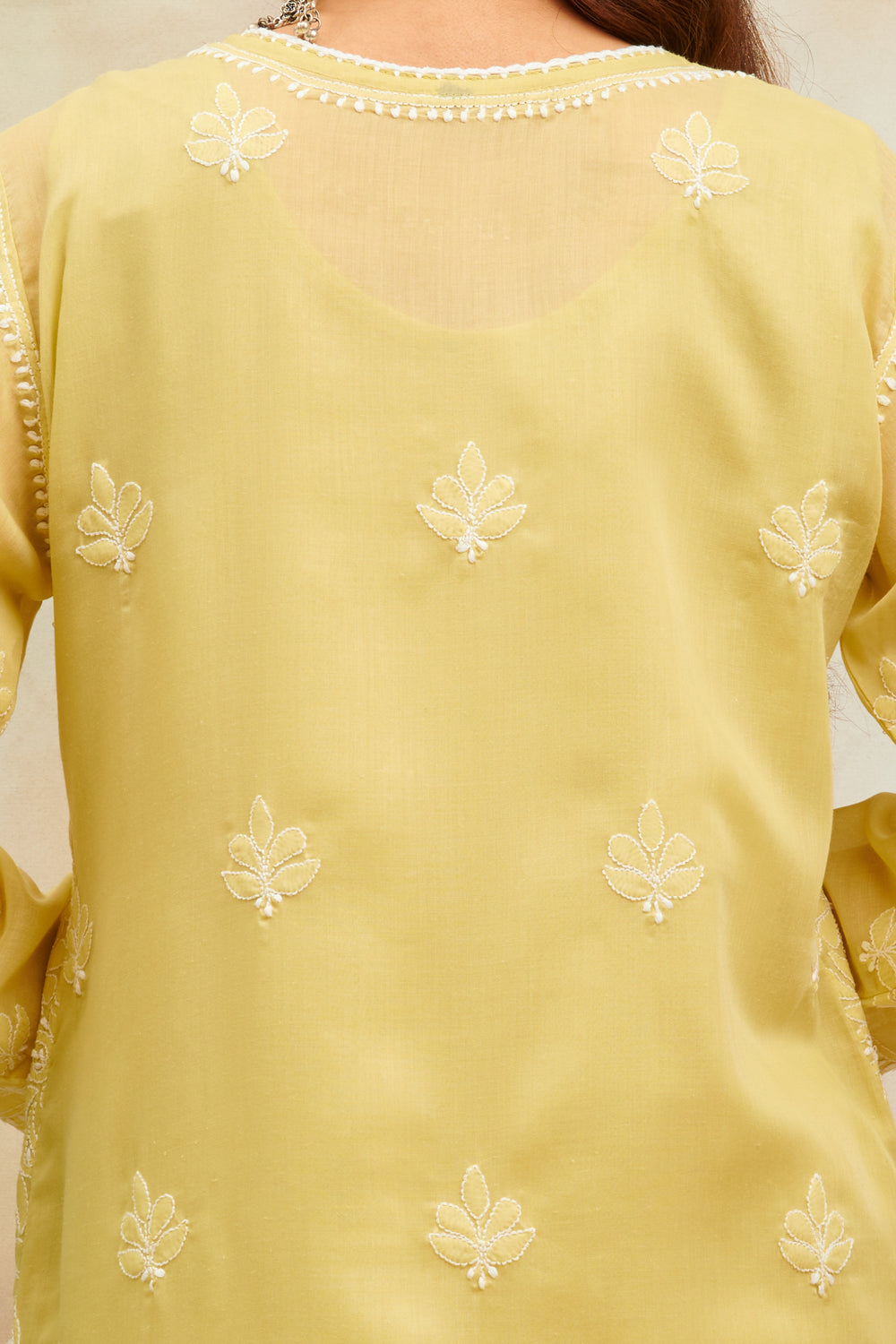 Olive Green Chikankari Mul Cotton Designer Kurta