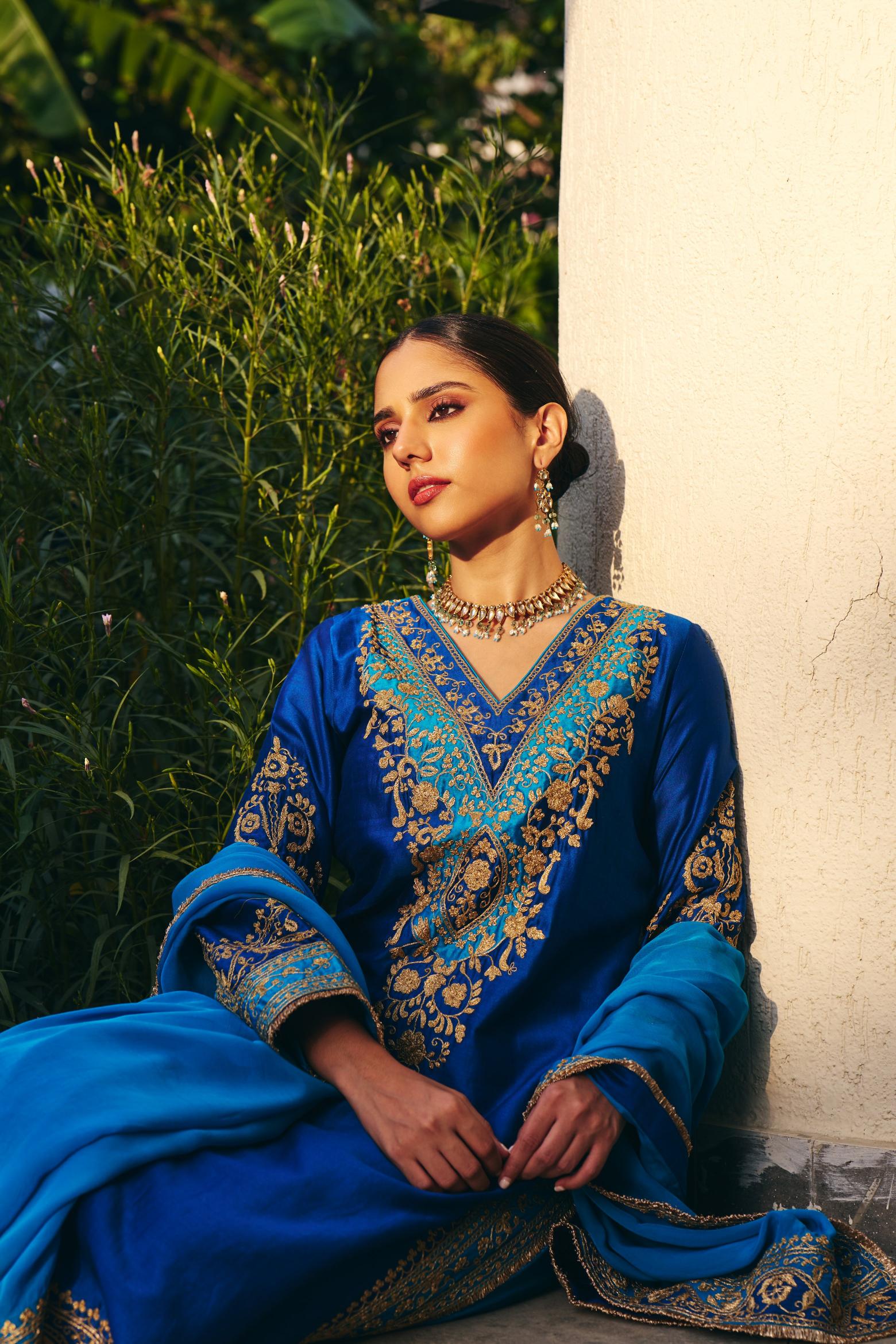 Inayat Blue Firozi Kurta Set of 3