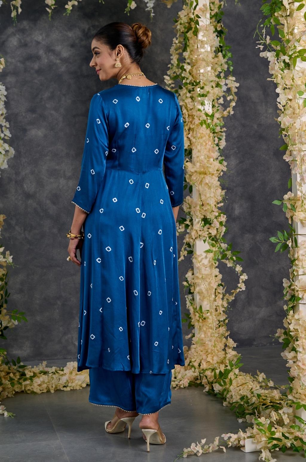 Bandhani A-line Modal Satin Kurta