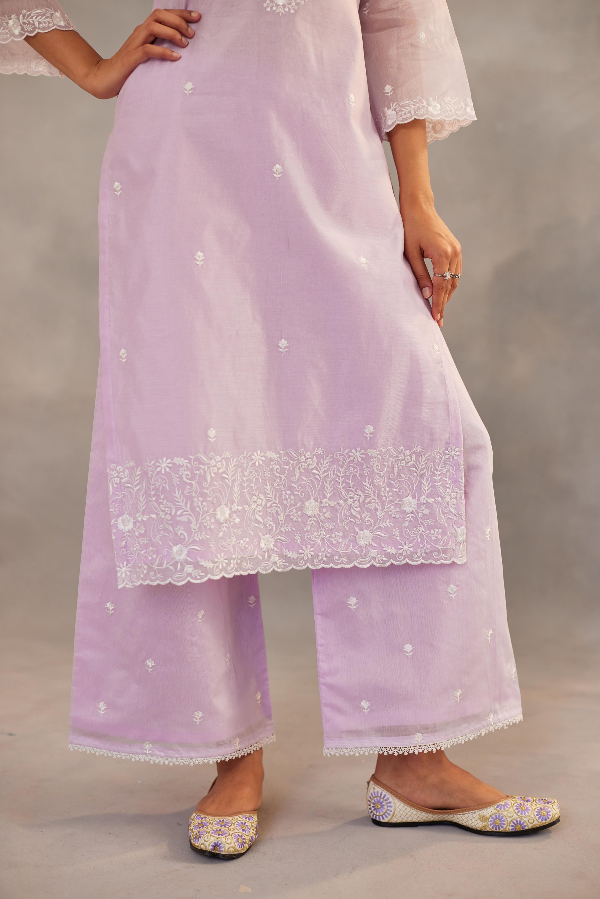 Aparajita - Lavender Embroidered Suit Set.- NV