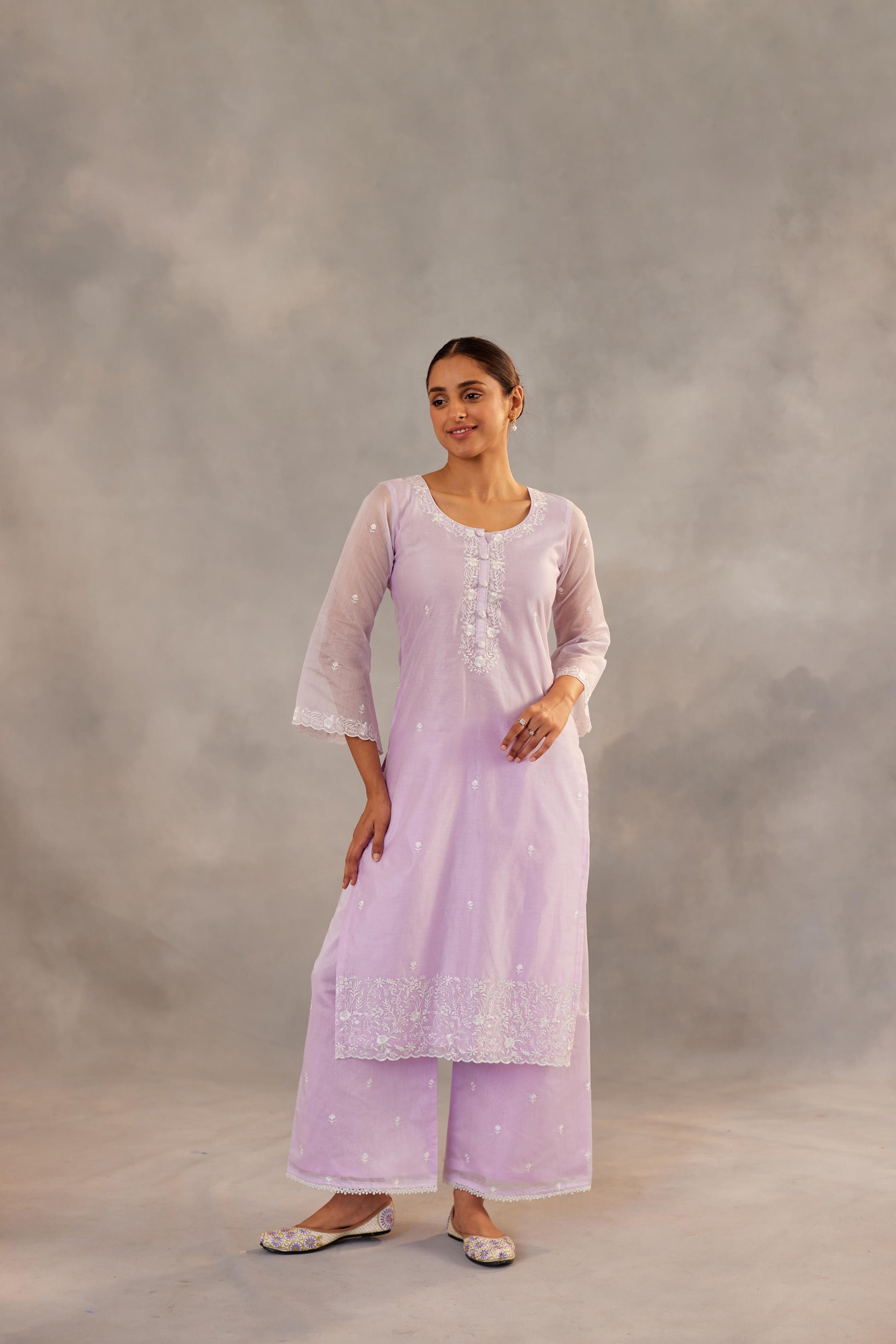 Aparajita - Lavender Embroidered Suit Set.- NV