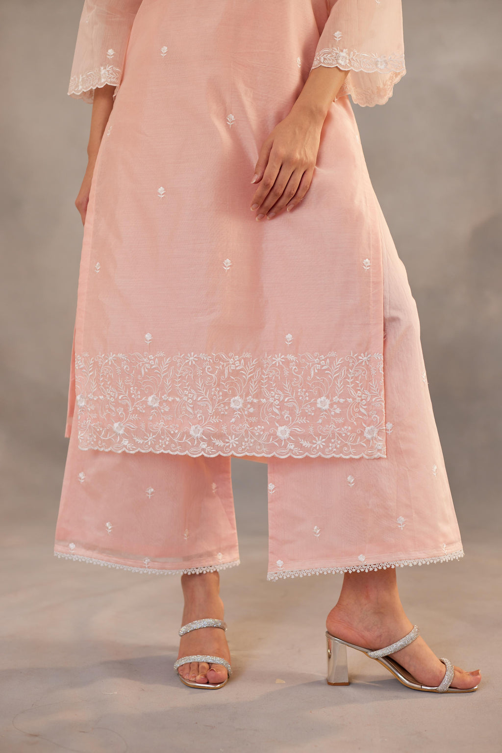 Nargis - Peach Embroidered Suit Set.- NV