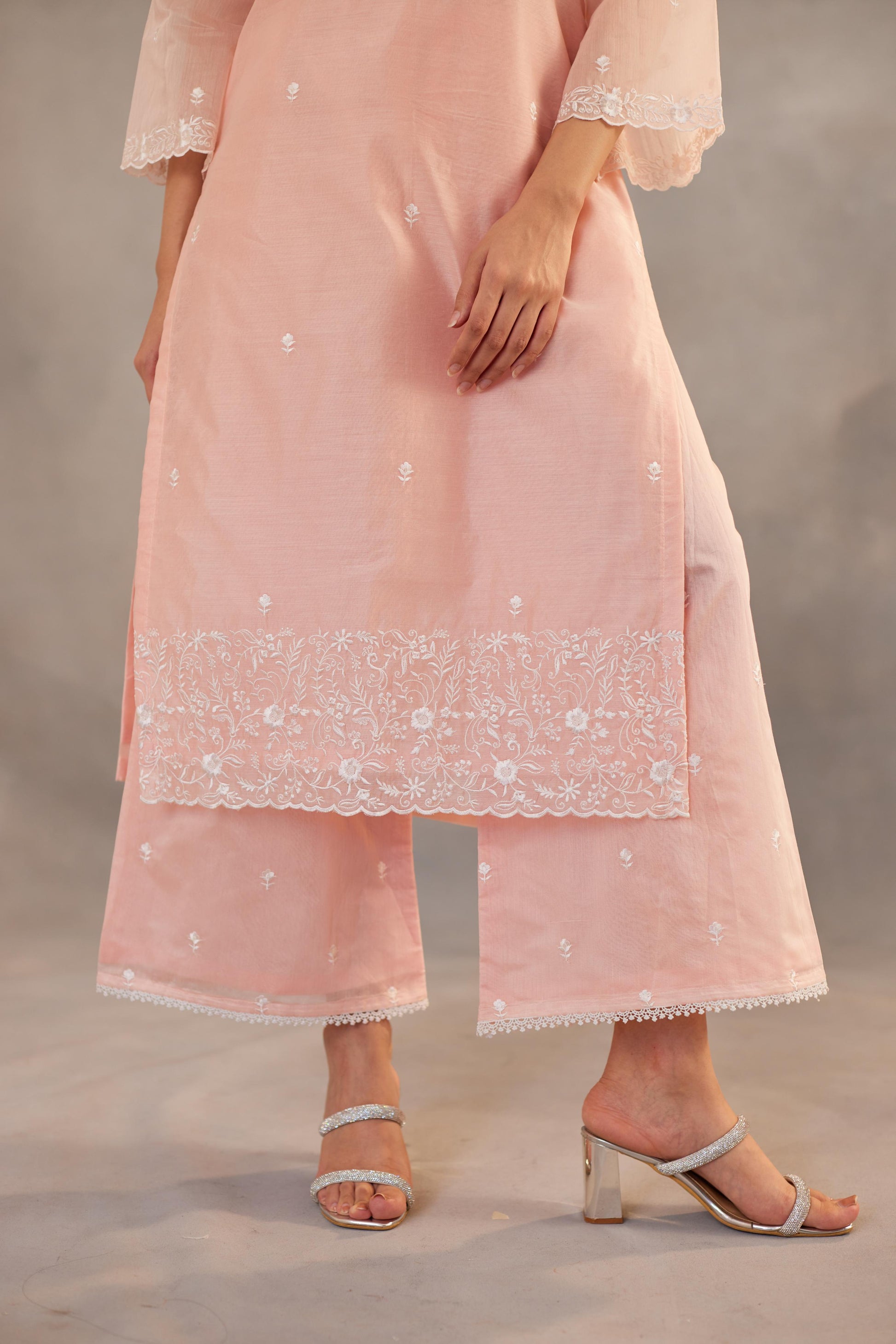 Nargis - Peach Embroidered Suit Set.- NV