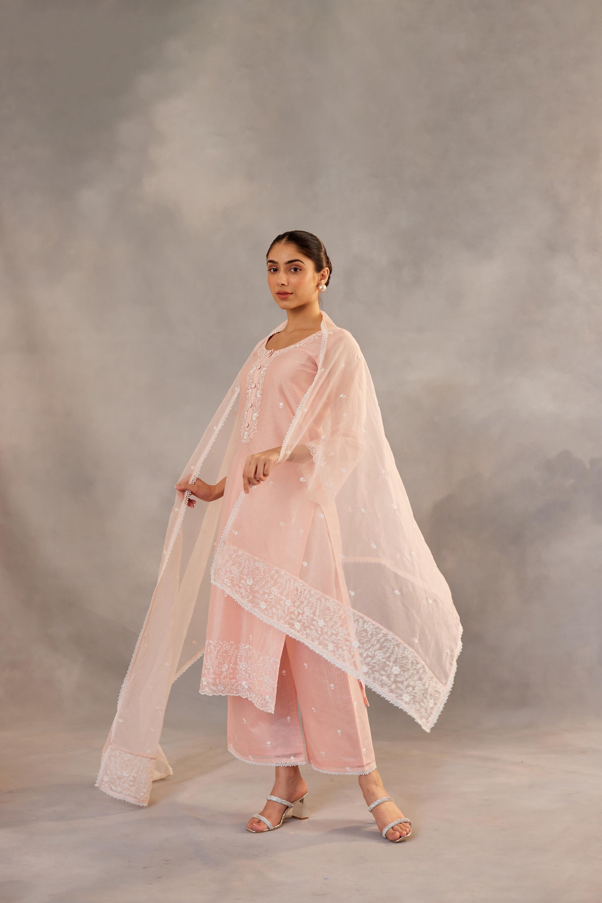 Nargis - Peach Embroidered Suit Set.- NV