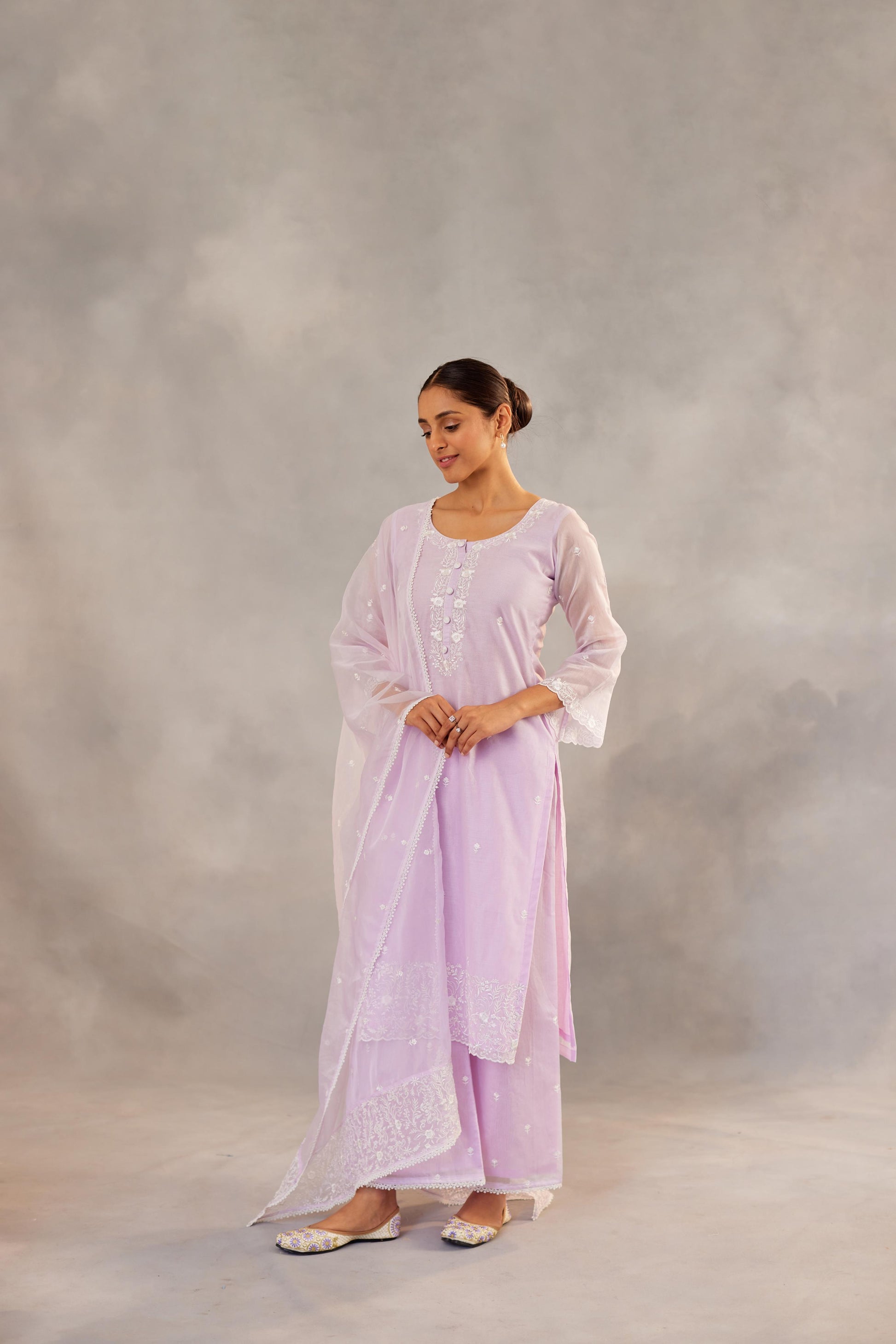 Aparajita - Lavender Embroidered Suit Set.- NV