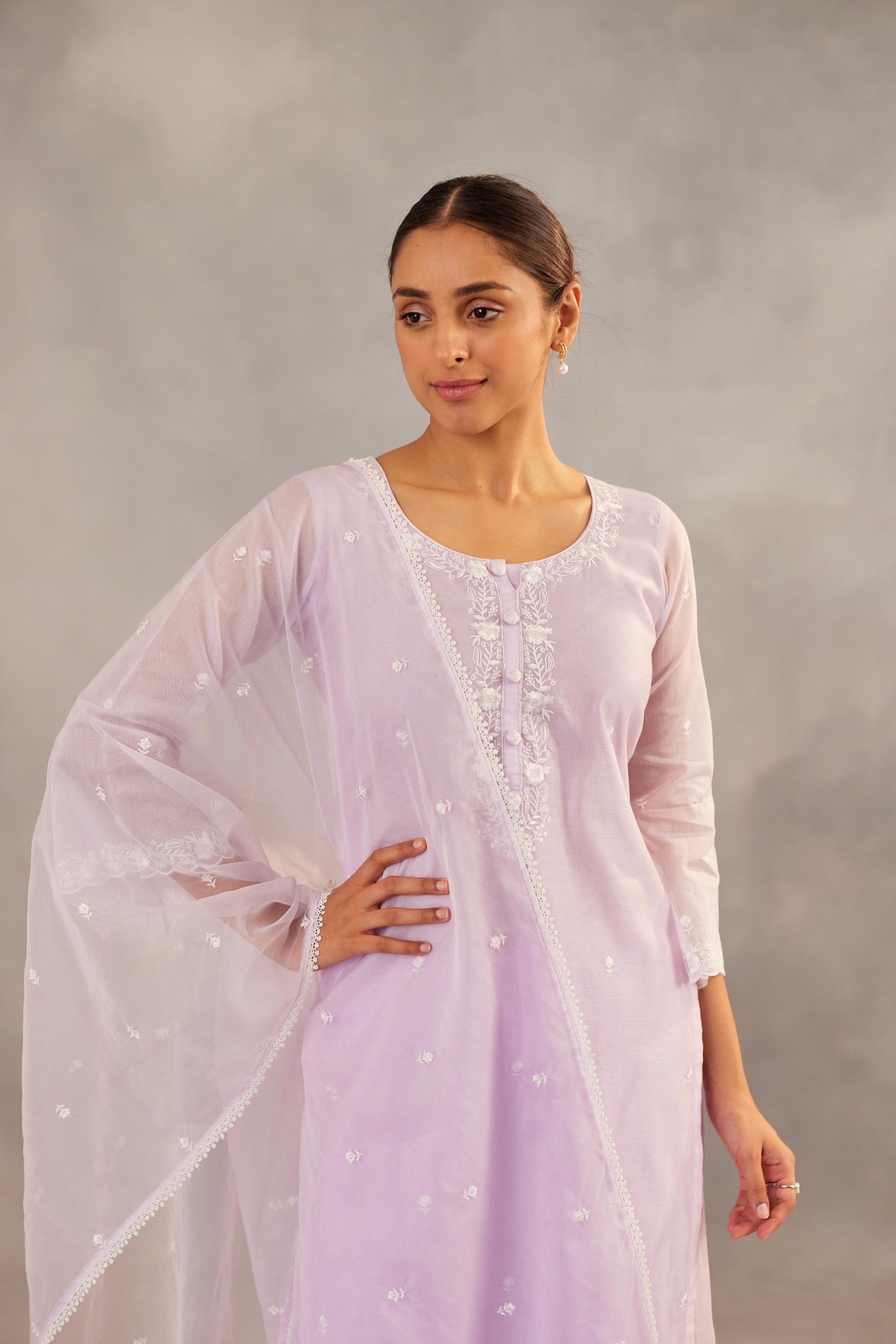Aparajita - Lavender Embroidered Suit Set.- NV