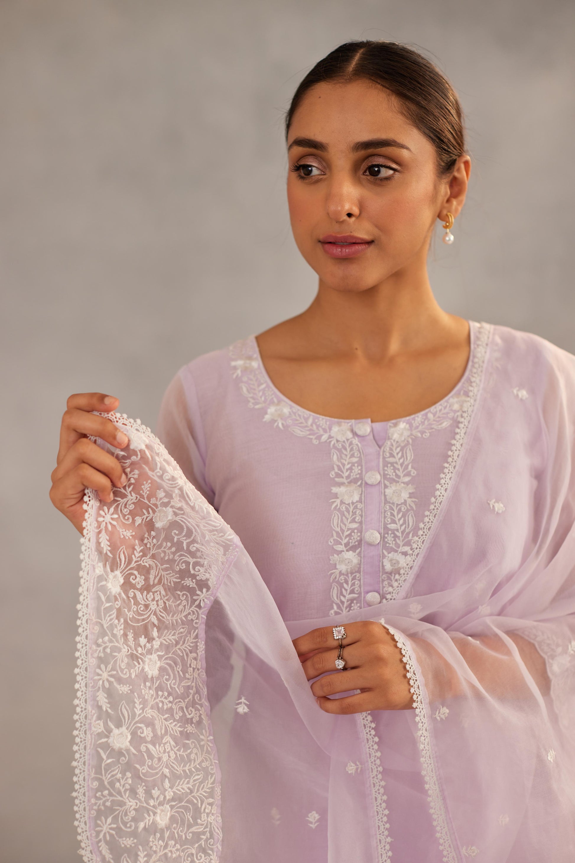 Aparajita - Lavender Embroidered Suit Set.- NV