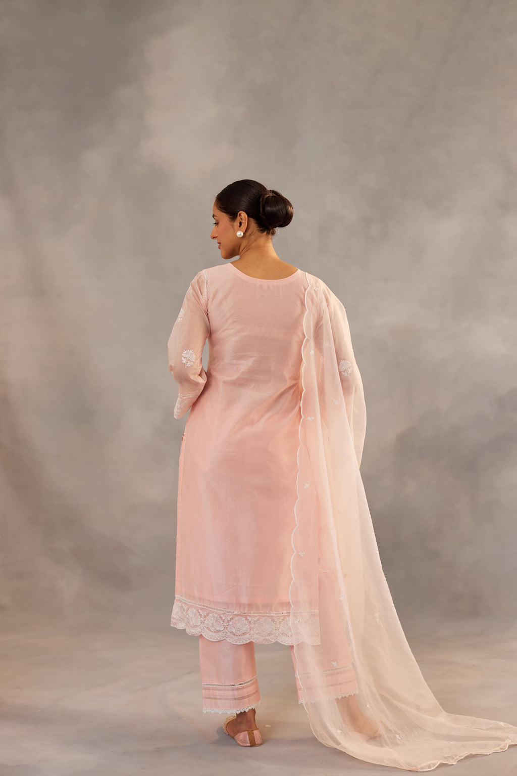 Gulmohar - Peach Embroidered Suit Set.- NV