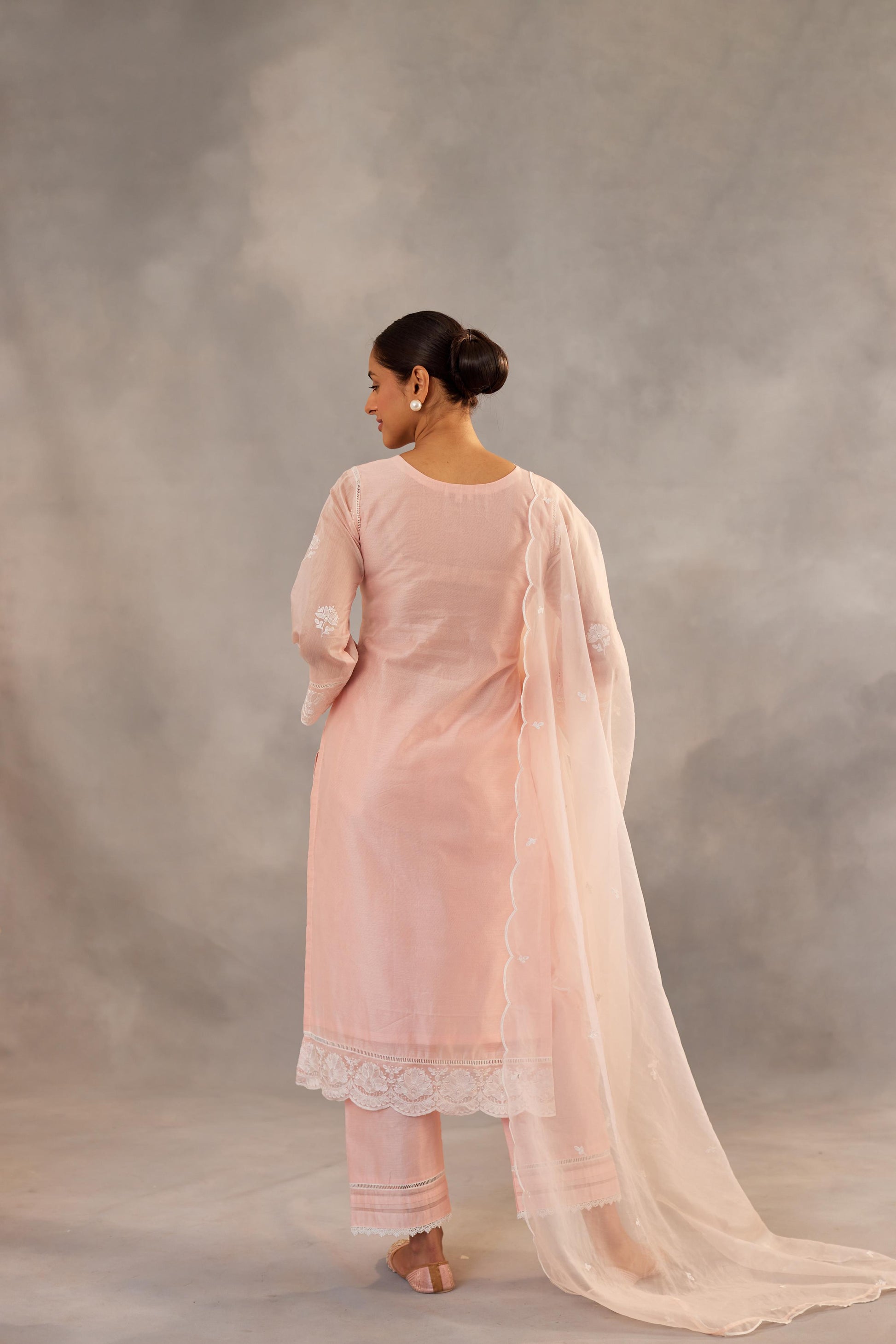 Gulmohar - Peach Embroidered Suit Set.- NV